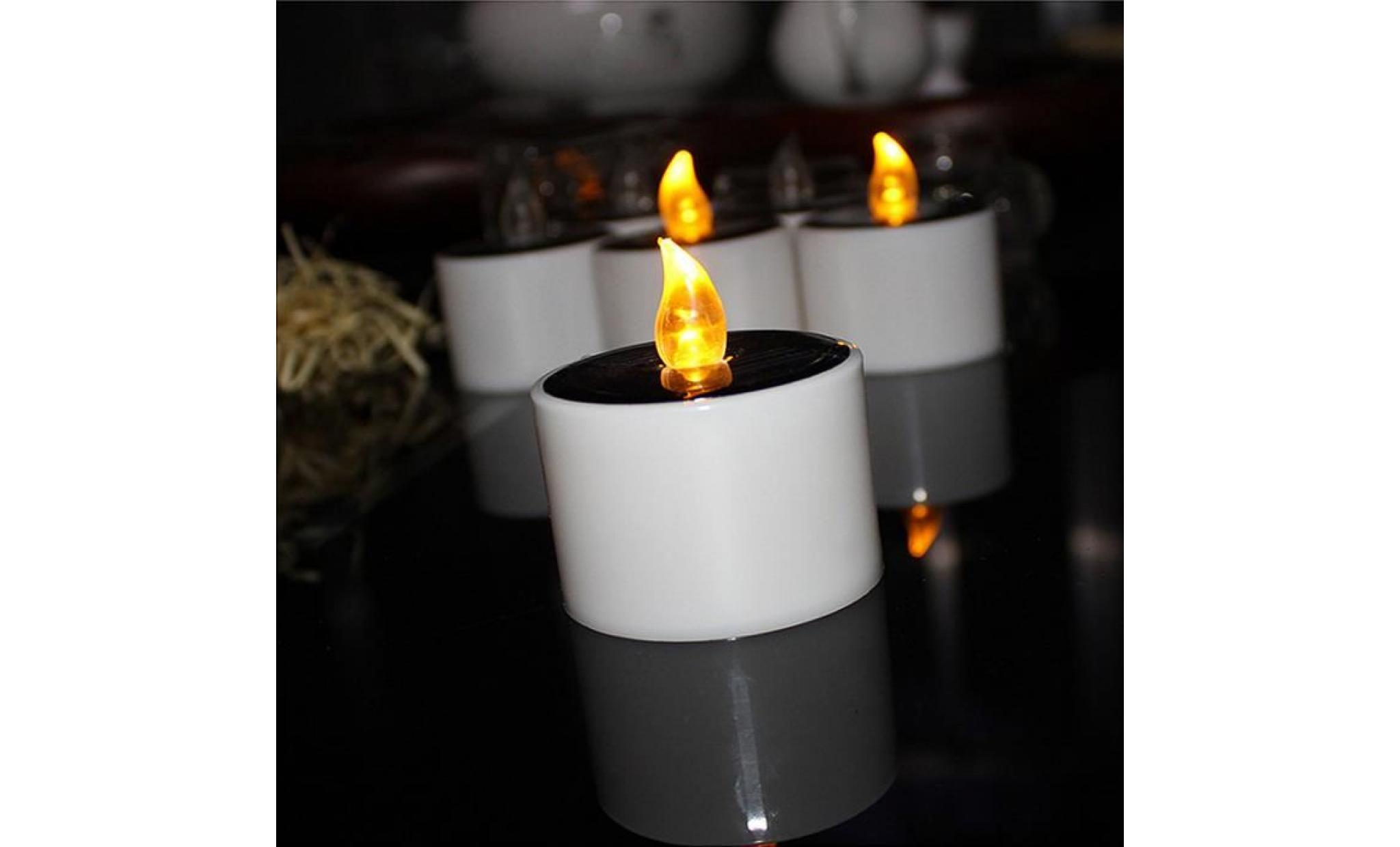 iportan® 1pcs solaire puissance led bougies sans flamme lampe électronique solaire lumières led thé blanc chaud_love3498 pas cher