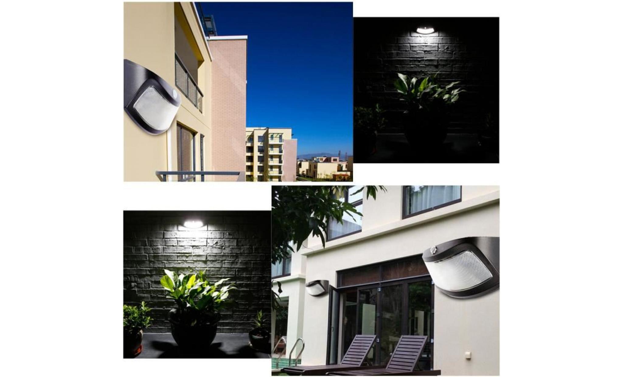 iportan® 4 led lumière solaire lumières de commande murale lampe solaire escalier lumière noire _love2263 pas cher
