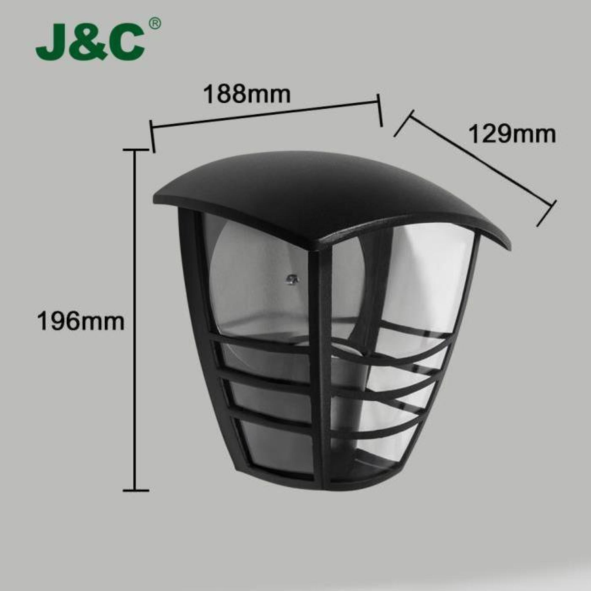 J&C Luminaire Extérieur IP44 Lanterne Murale Luminaire Couverture pour Ampoule E27 Jardin ou Chemin (Sans Ampoule) pas cher