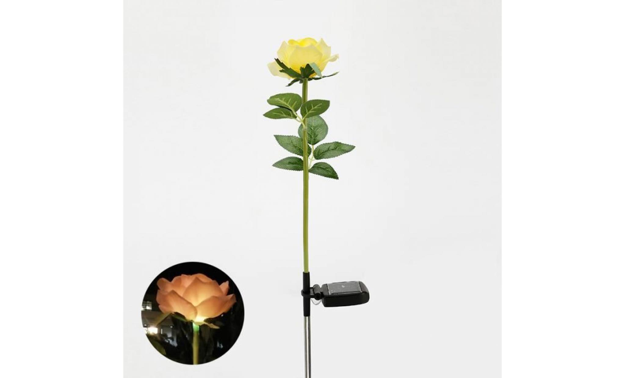 jaune l'énergie solaire led unique fausse rose fleur jeu de jardin paysage lampe extérieure cour décor de fête s'allume pas cher