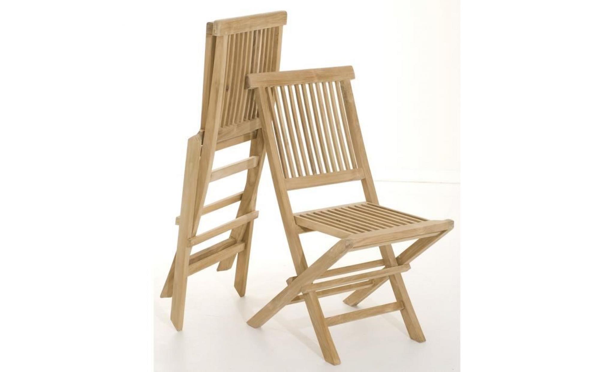 java lot de 2 chaises de jardin en bois teck jarditeck pas cher