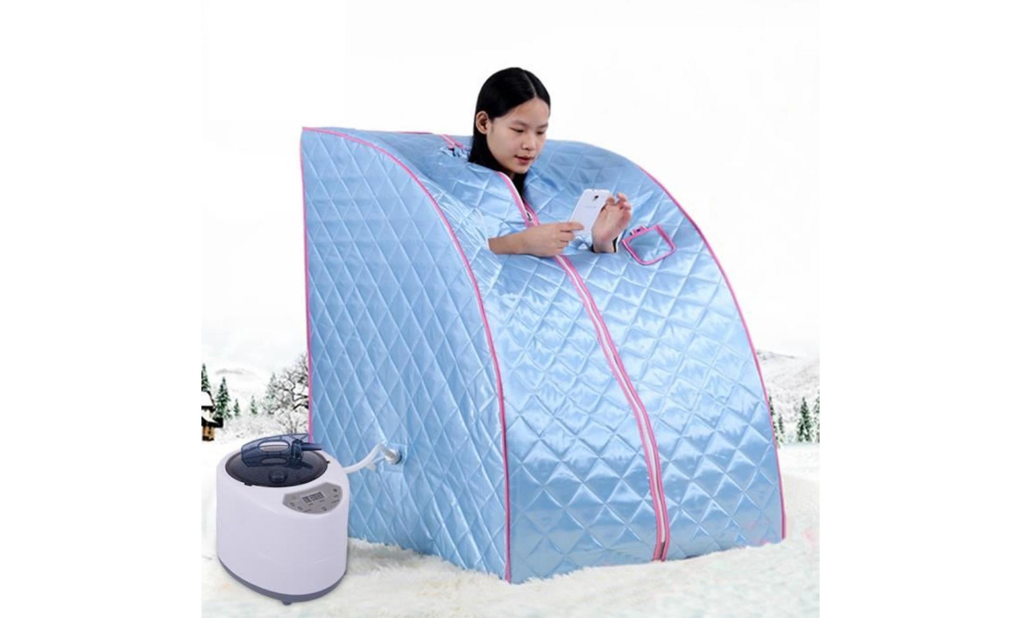 jeobest® bleu sauna portable à vapeur spa intererieur pliable pas cher