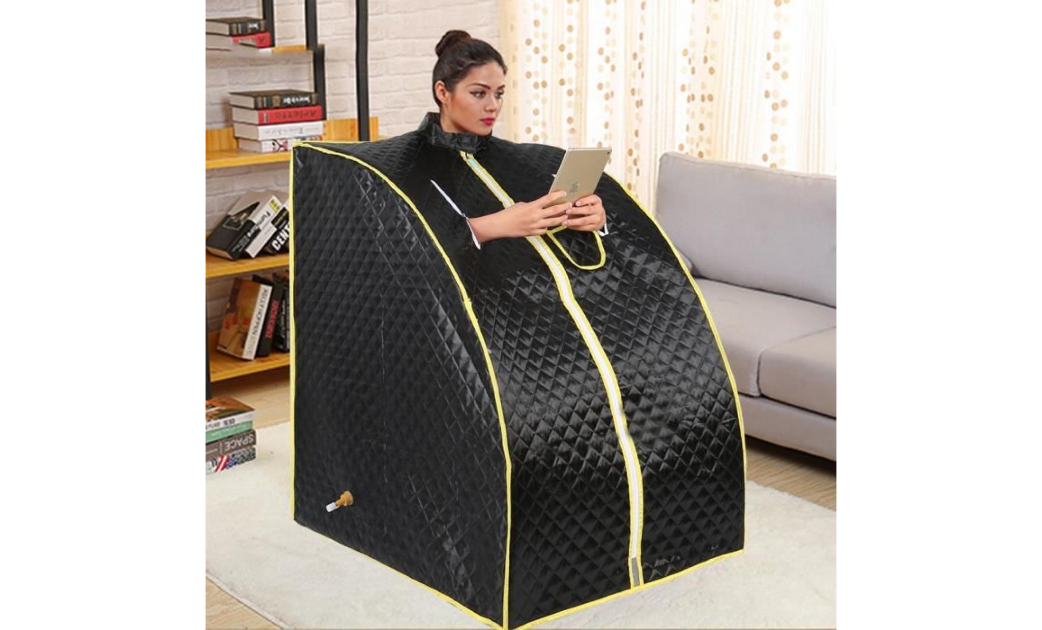 jeobest® noir sauna portable, sauna à vapeur pliable avec télécommande spa intérieur