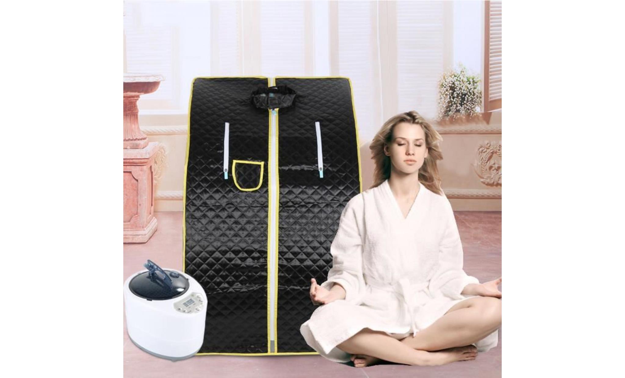 jeobest® noir sauna portable, sauna à vapeur pliable avec télécommande spa intérieur pas cher