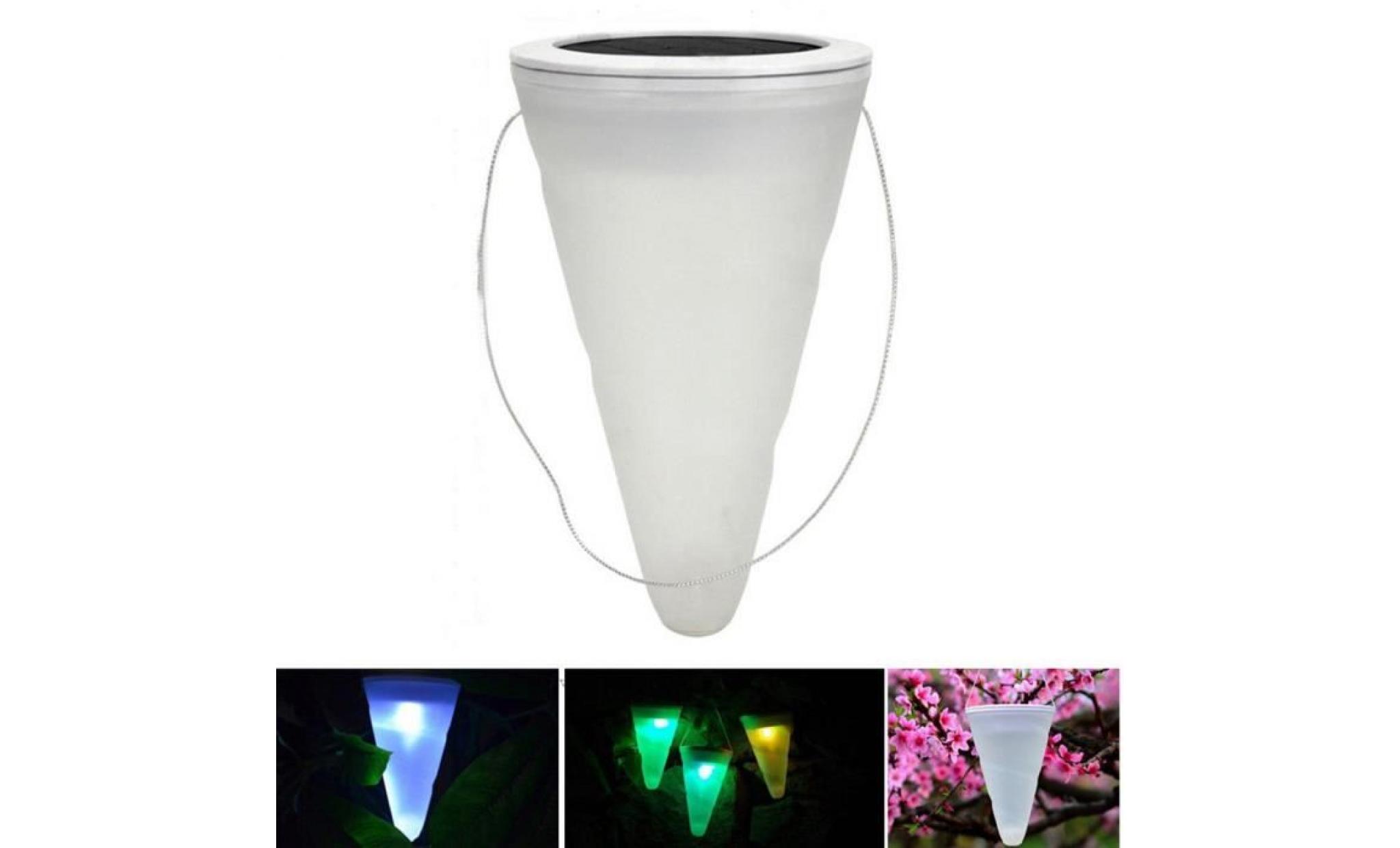 jiangzuo 1pc solaire lampe de jardin paysage nuit lumières led lampe suspension arbre conique blanc chaud pas cher