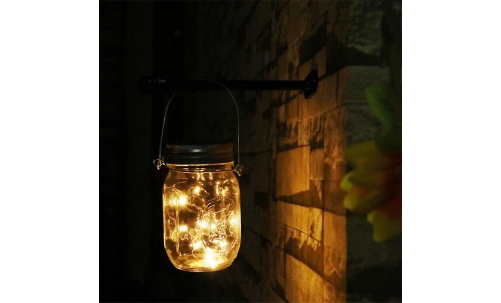 jiangzuo 2pcs 1m 10led lumière de chaîne solaire à énergie bouteille mason lampe blanc chaud pour décoration fête pas cher