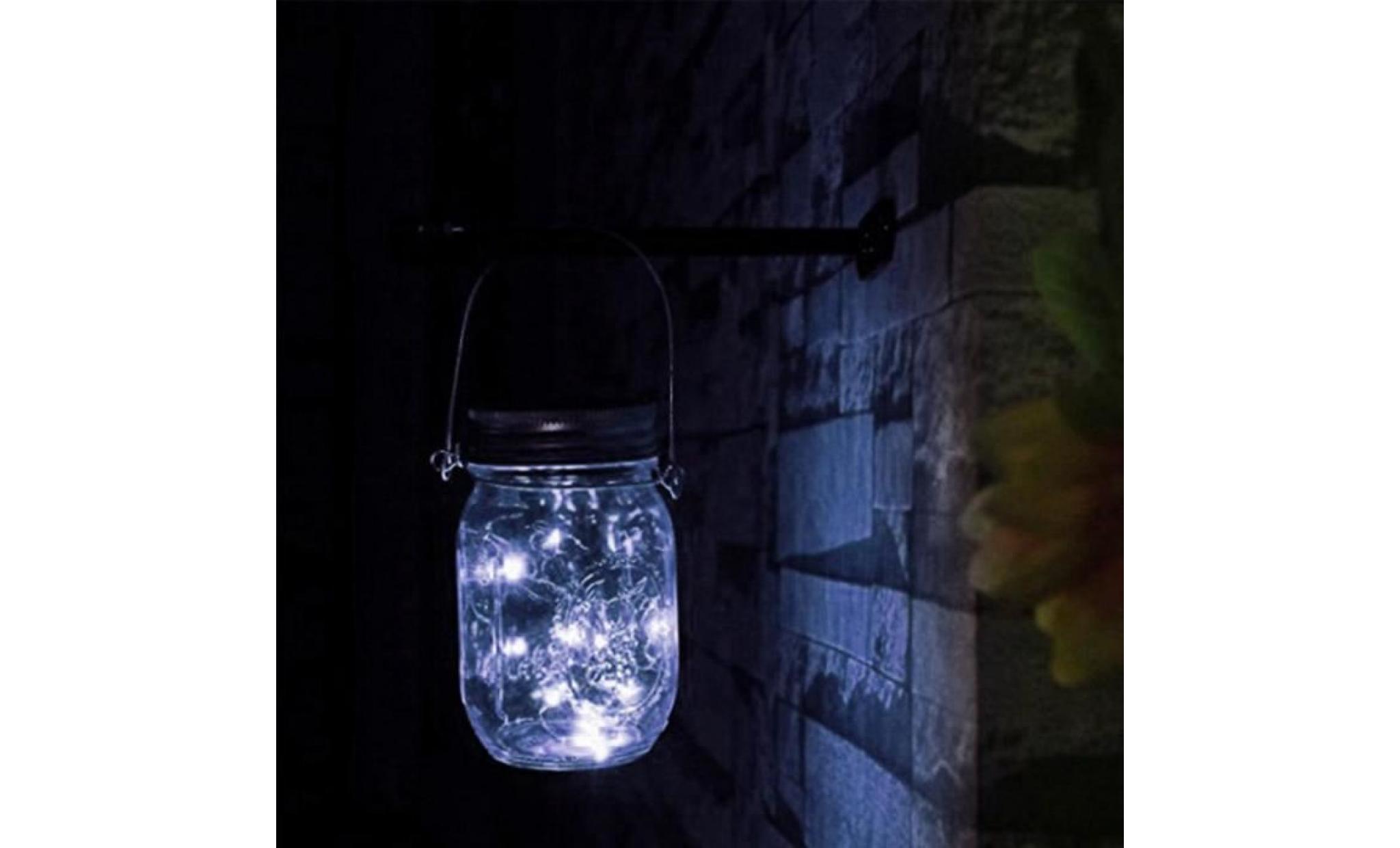jiangzuo 2pcs 1m 10led lumière de chaîne solaire bouteille de vin mason lampe blanc pour décoration fête pas cher