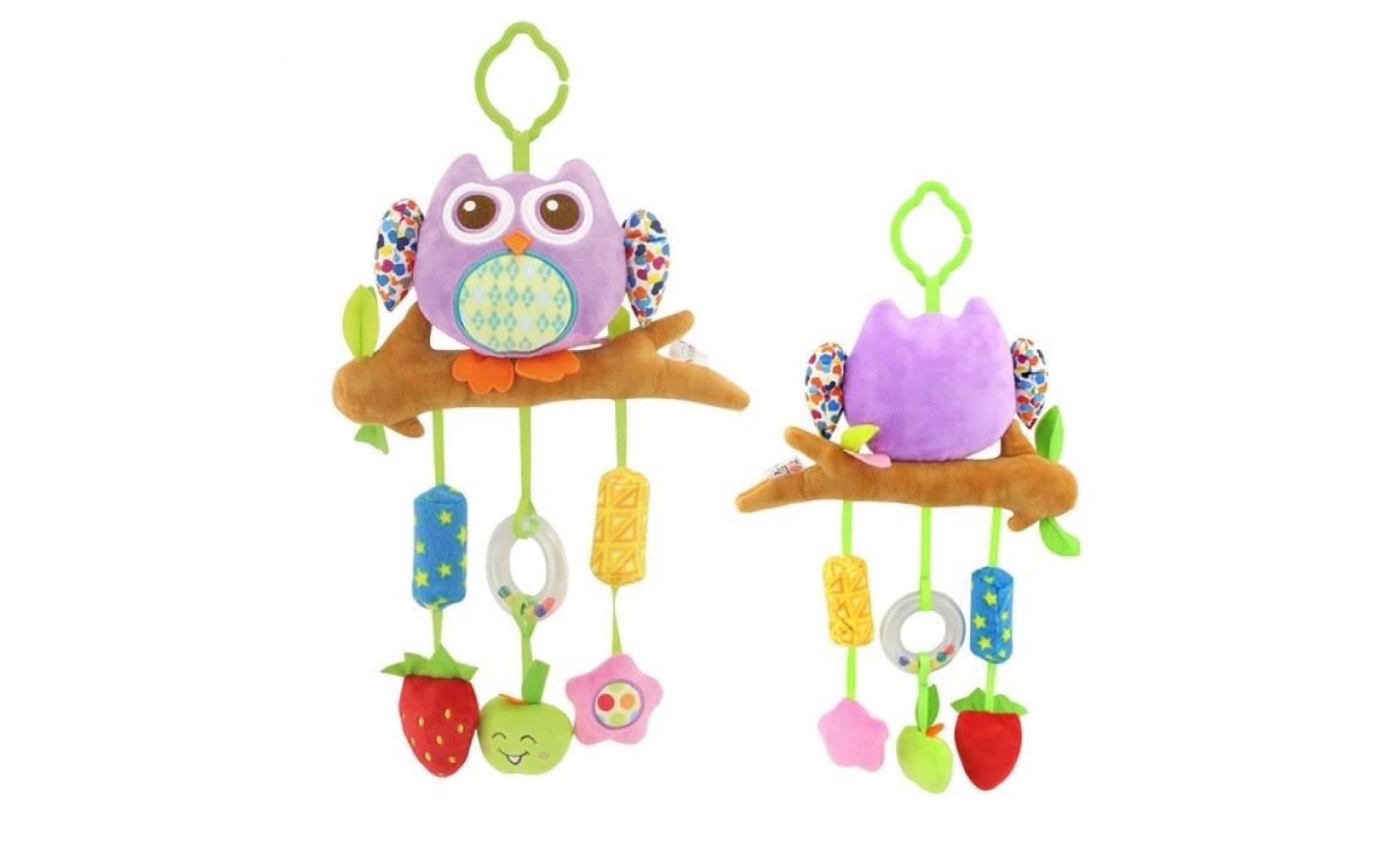 jouet d'enfant bébé berceau suspendu cloche marionnettes jouets hochets poussette siège d'auto avec cloche sonnerie (hibou violet) pas cher