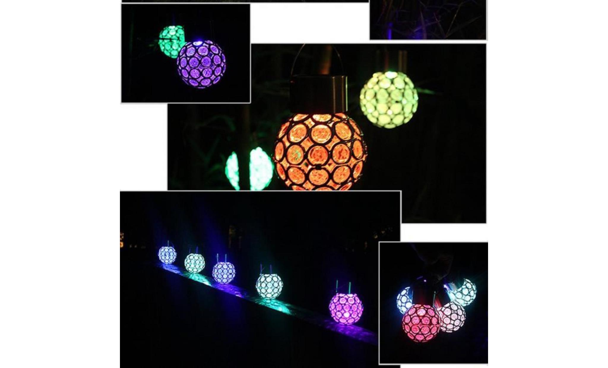 jz 5w imperméable jardin lampe led solaire lumière extérieure balles suspendues colorées changement couleur acier inoxydable pas cher