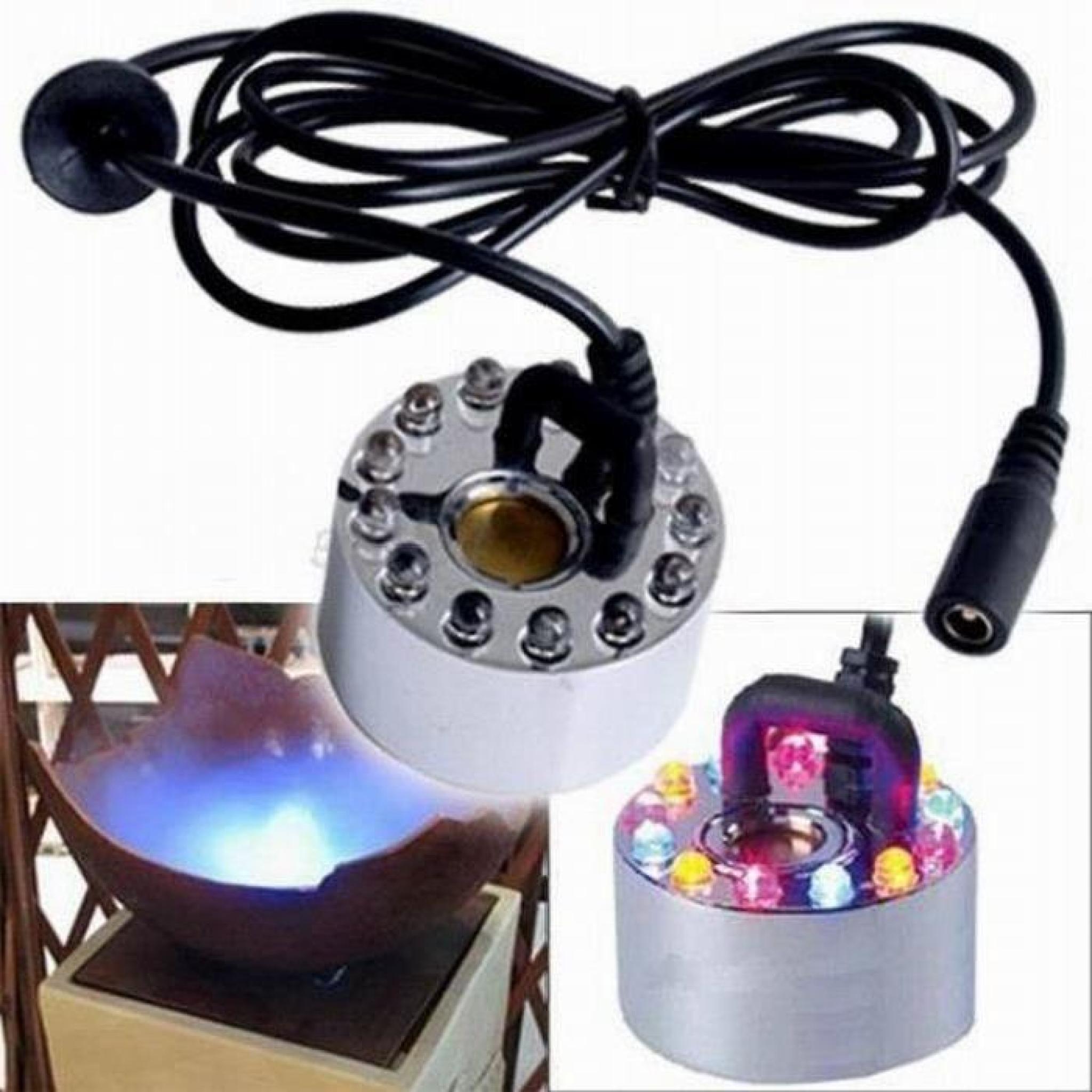 Kingwing® 12 LED coloré Désinfiltrant ultrasonique Maker brumisateur purifier l'eau fontaine étang pas cher