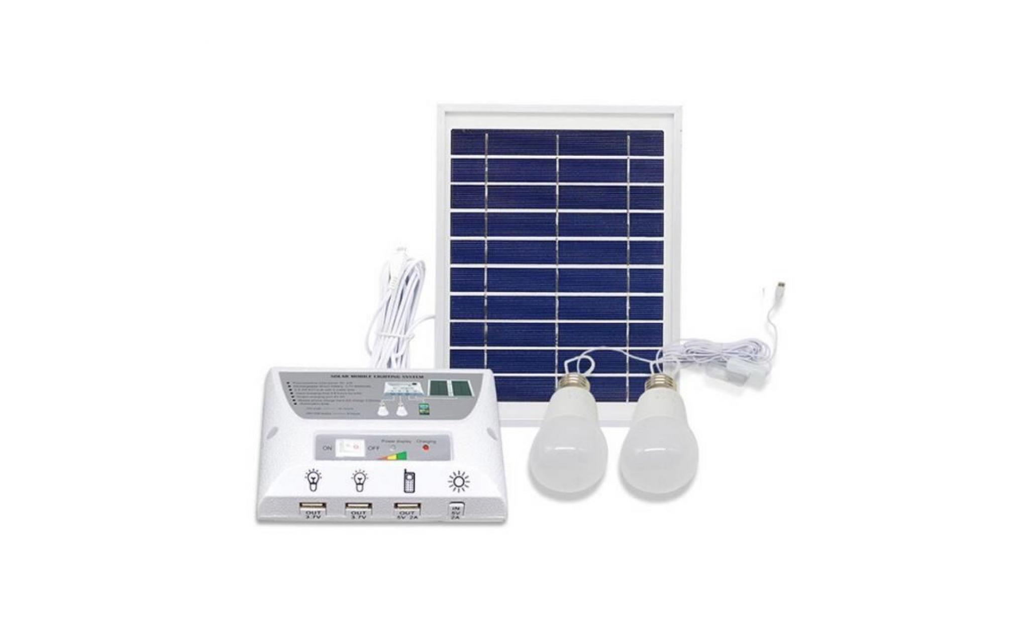 kit d'énergie solaire pour panneau avec 2 ampoules kit d'éclairage nocturne pour intérieur d'urgence extérieur
