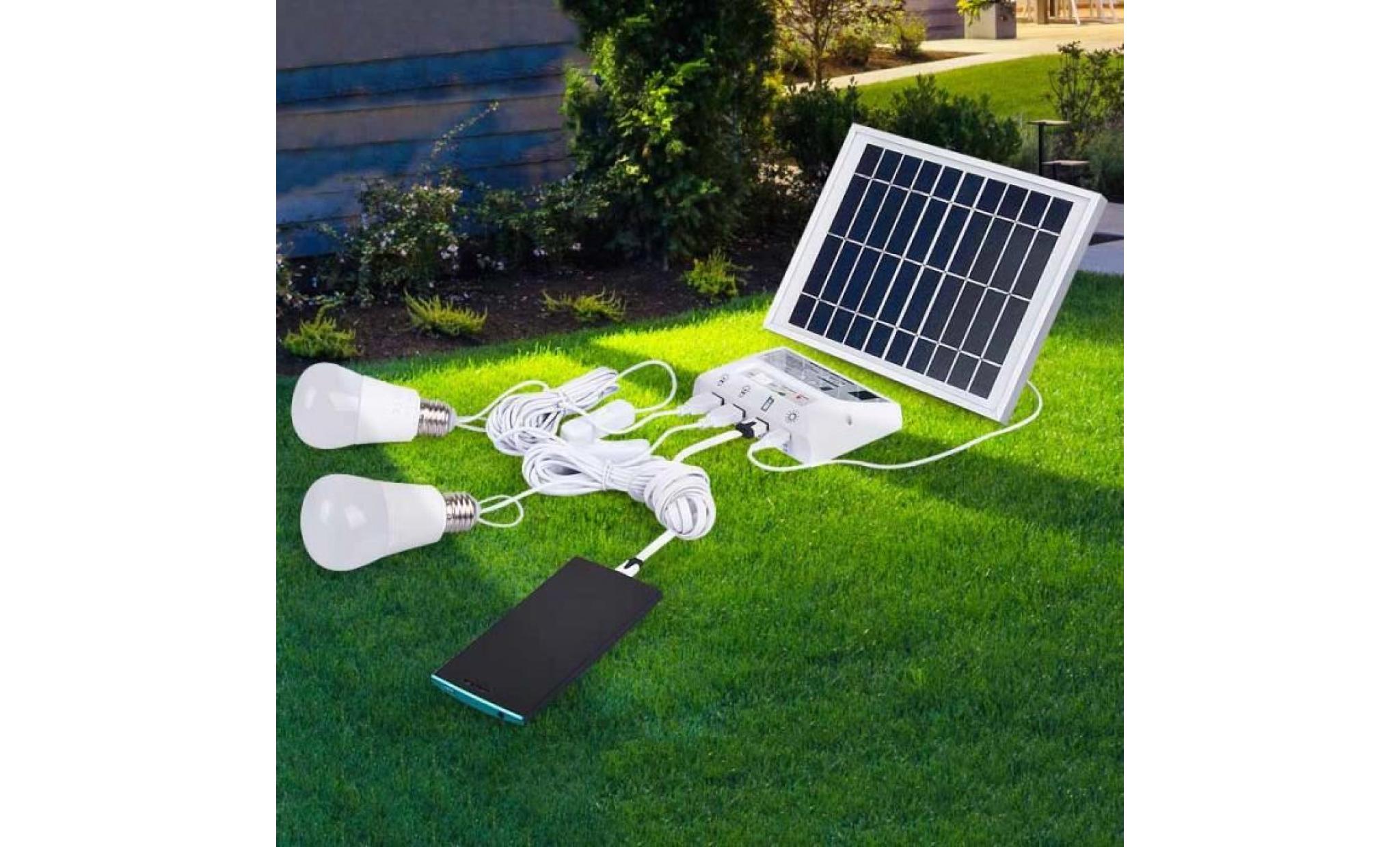 kit d'énergie solaire pour panneau avec 2 ampoules kit d'éclairage nocturne pour intérieur d'urgence extérieur pas cher