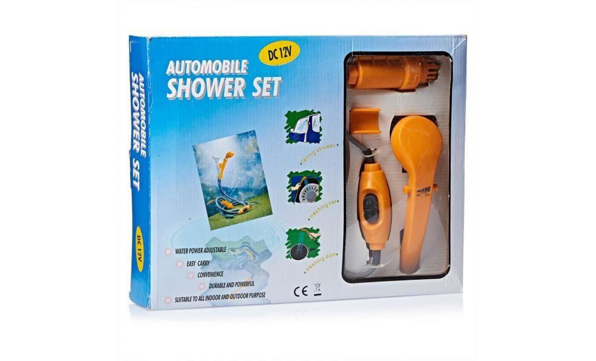 kit de douche d'extérieur 12 v automobile portable de camping ensemble de douche pompe à eau, câble de 5 mètre