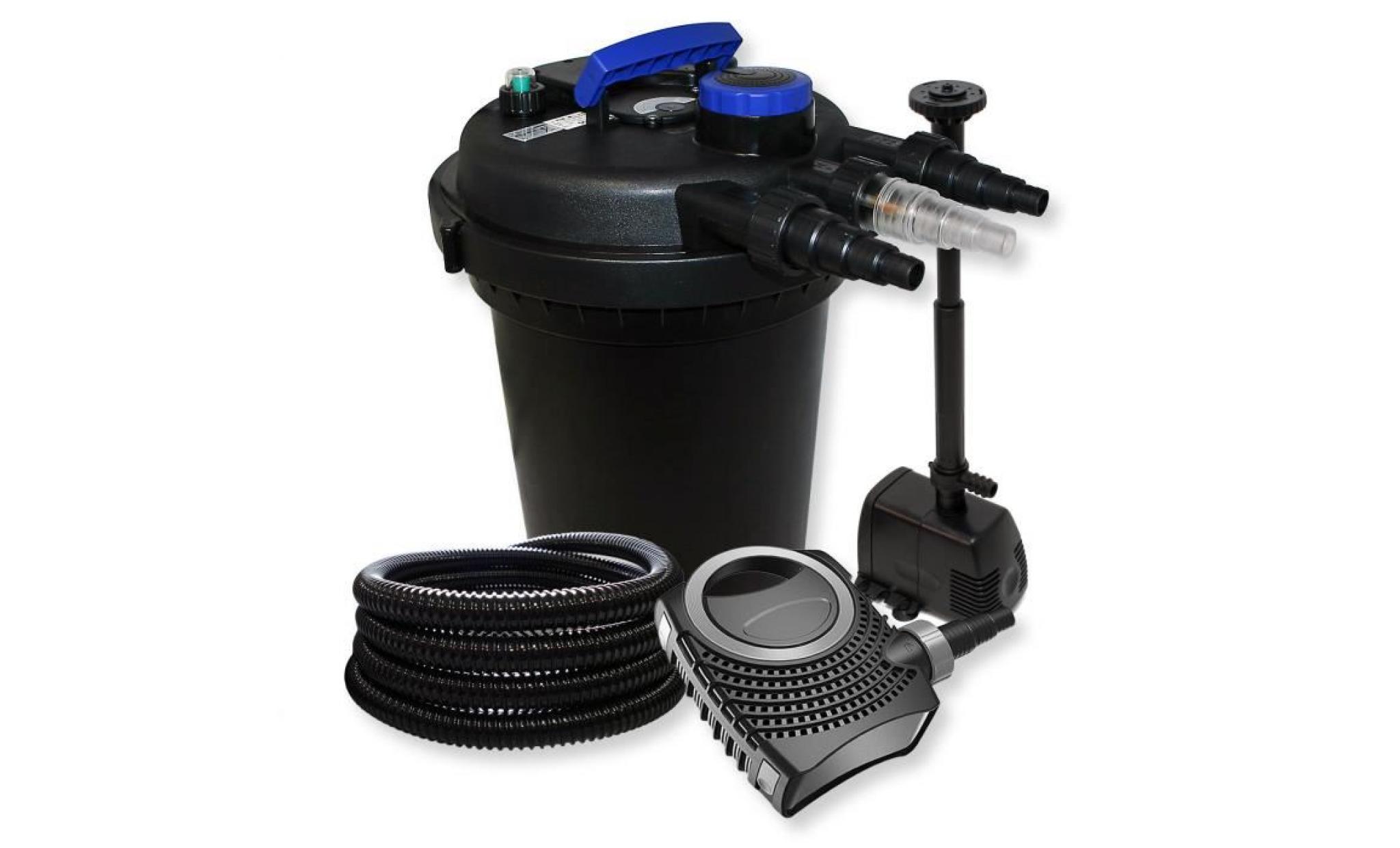 kit de filtration à pression avec 10000l filter, uv 11w, 70w pompe, tuyau et pompe de fontaine   54155