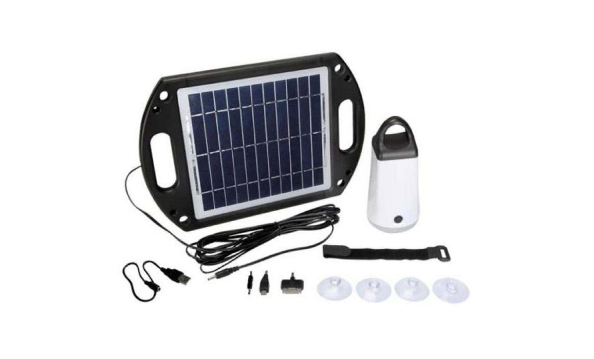 kit lampe spot eclairage panneau solaire pour abri de jardin et camping avec usb