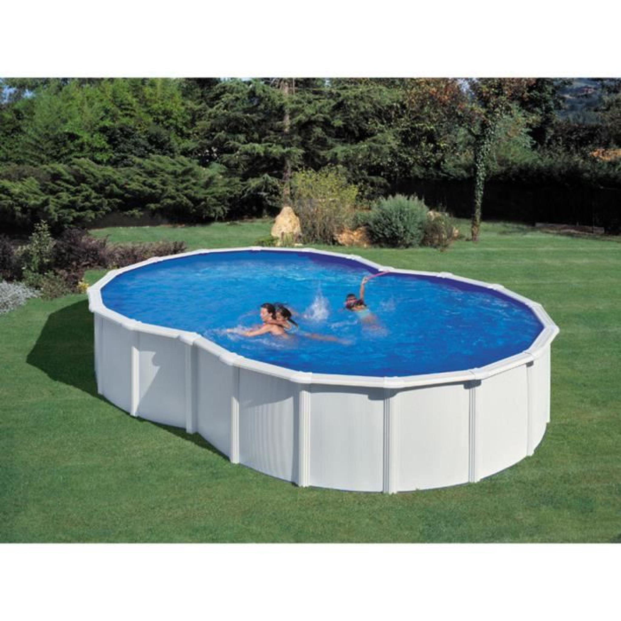 Kit piscine acier en huit Varadero blanche - 6.40 x 3.90 x 1.20 m