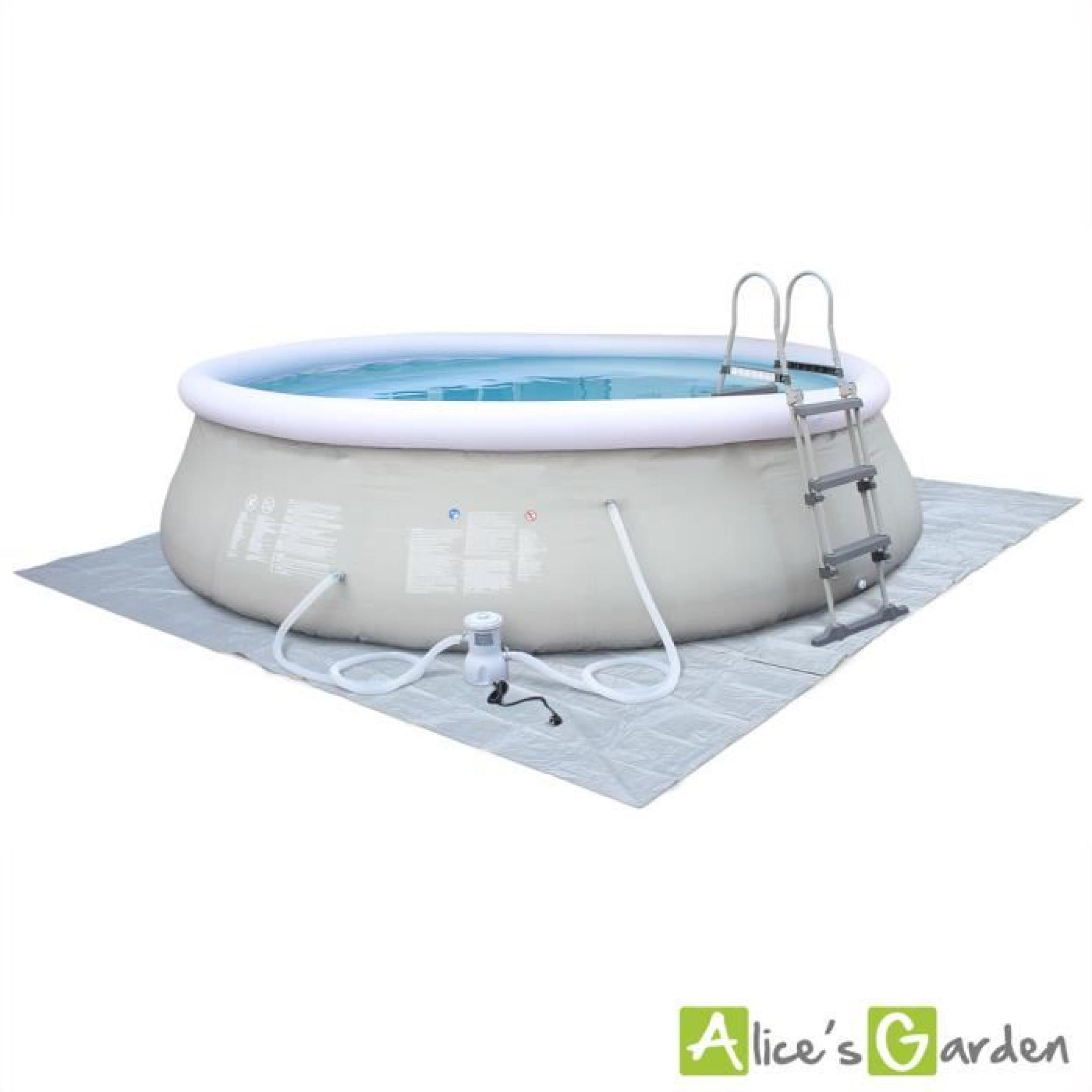 Kit piscine complet Rubis autoportante ronde grise Ø450x106cm avec pompe de filtration, bâche de protection, tapis de sol et éche... pas cher