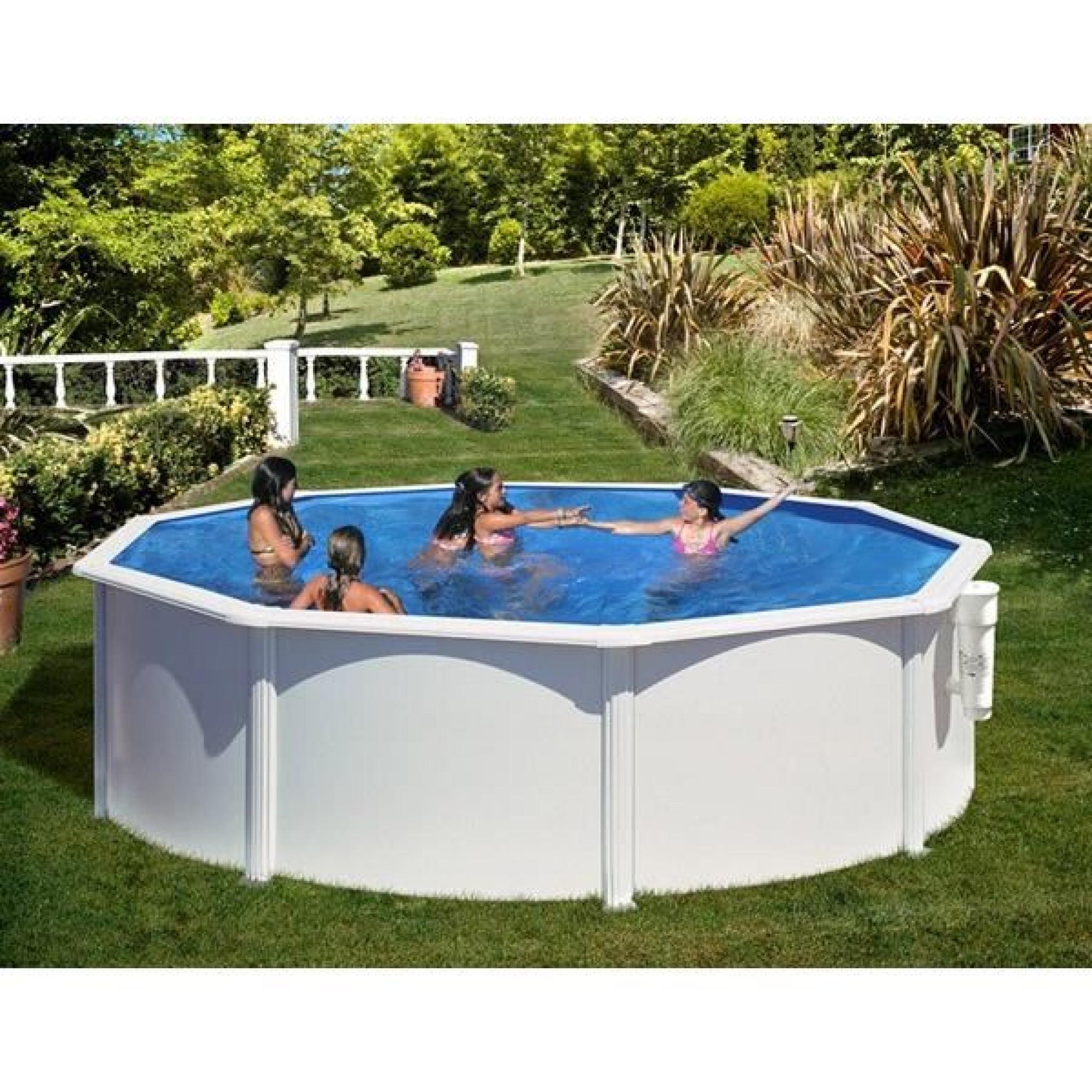 Kit piscine hors sol AZORES ronde en acier - couleur blanche - Ø 3,50 x 1,32 m