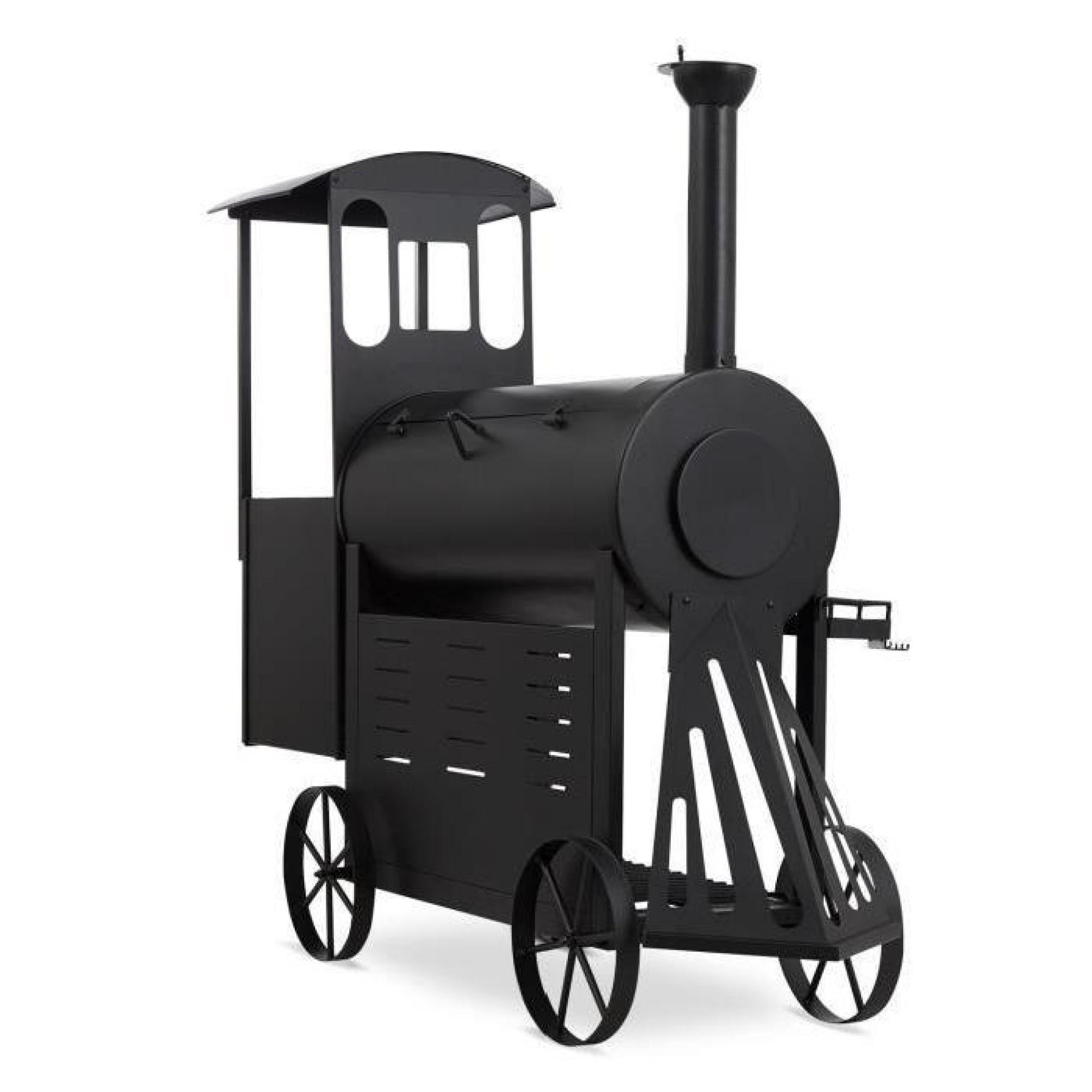 Klarstein Dampflok Smoker Grill à charbon fumoir sur roues style locomotive western - cuve acier 3mm pas cher