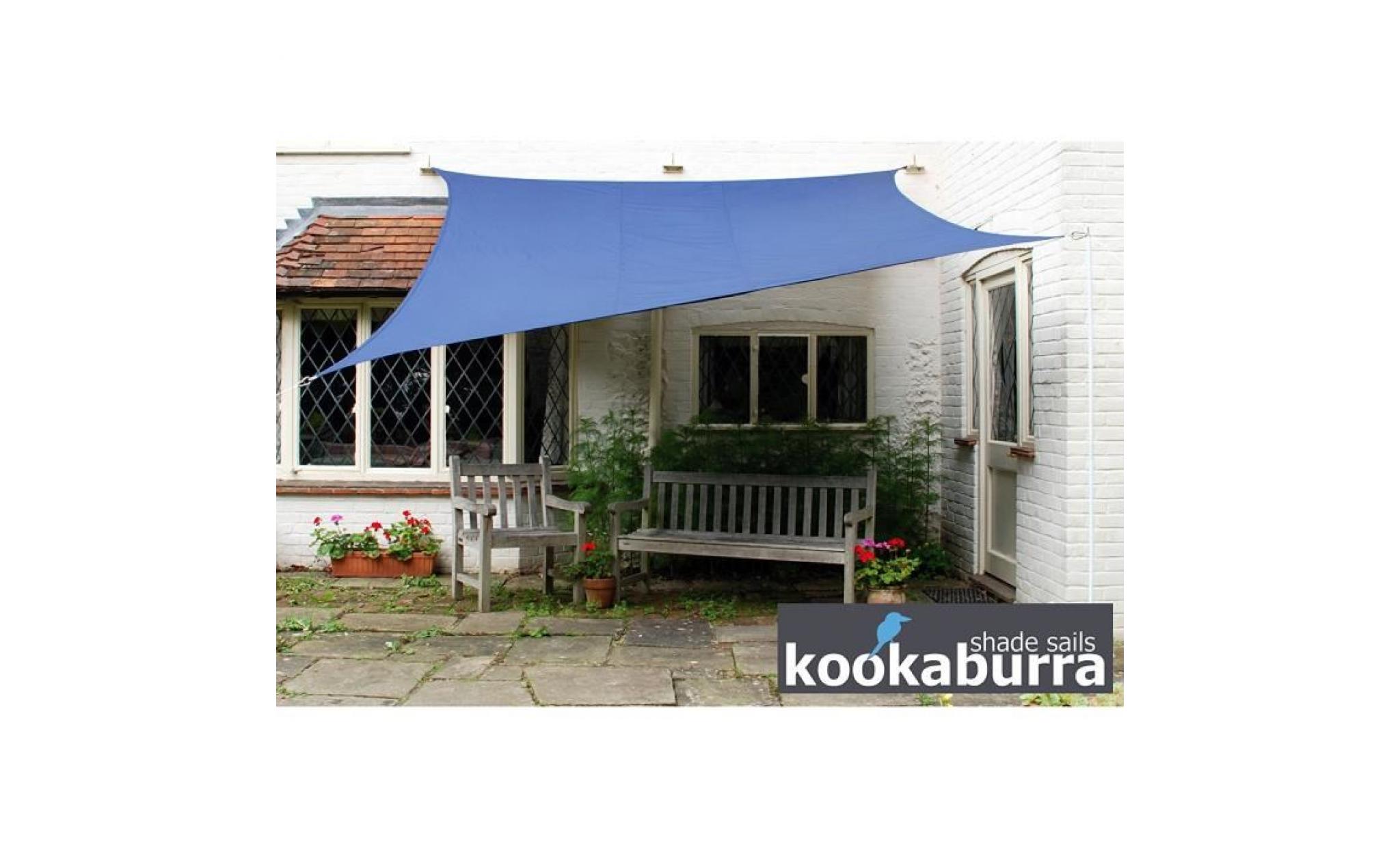 Kookaburra Voile d'Ombrage Bleu Rectangle 4x3m - Imperméable - 160g/m2