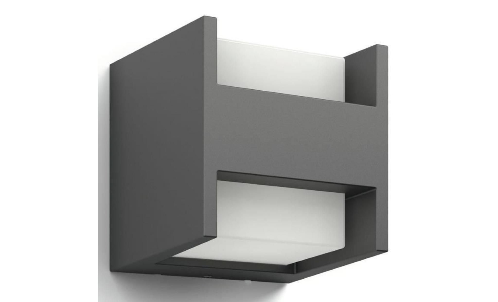 l'applique extérieur carré arbour gris anthracite est composée d'un cube lumineux suspendu dans un support en aluminium moulé pas cher