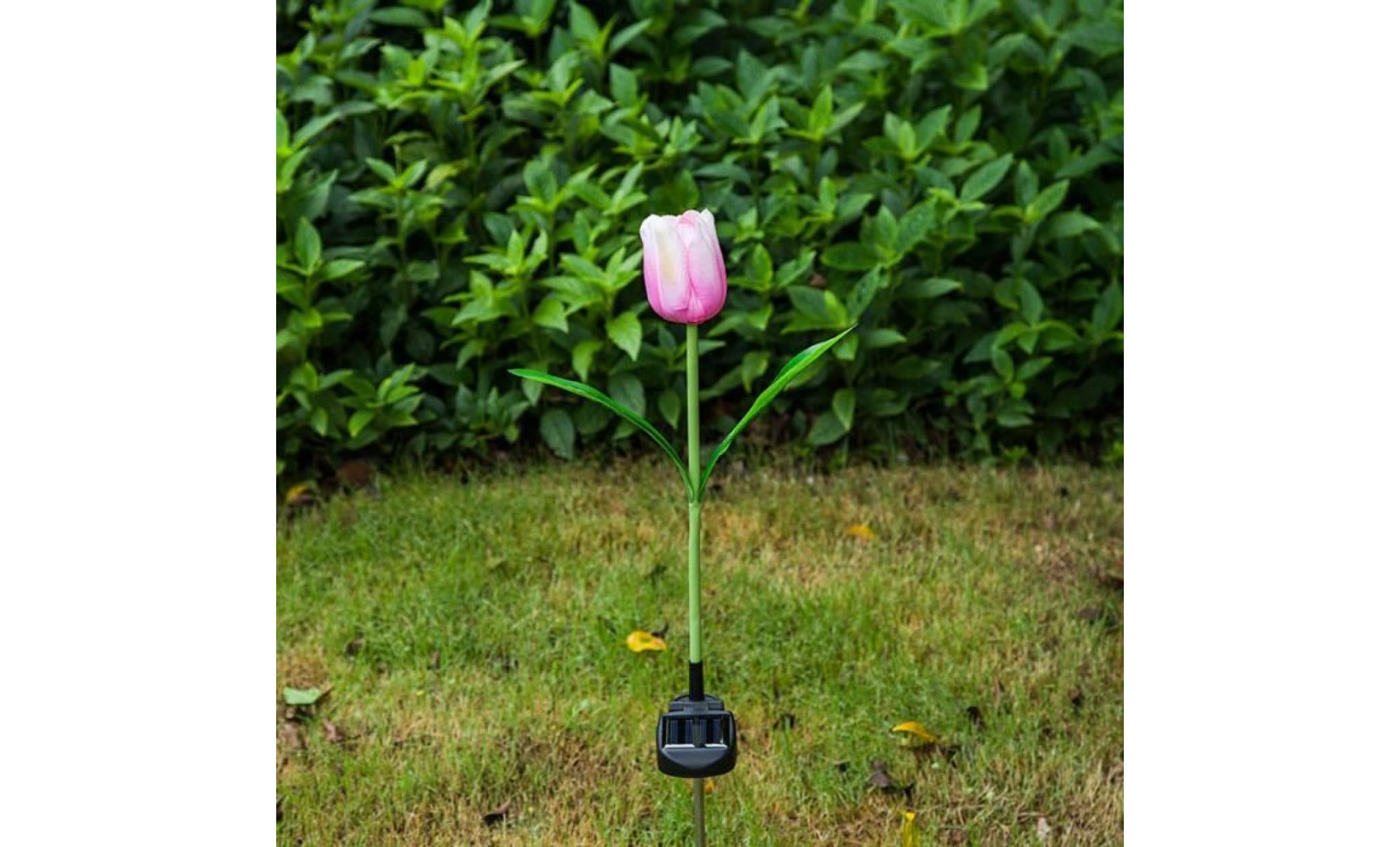 l'énergie solaire led fausse tulipe fleur jardin pieu paysage lampe extérieure cour décor de fête s'allume rose pas cher