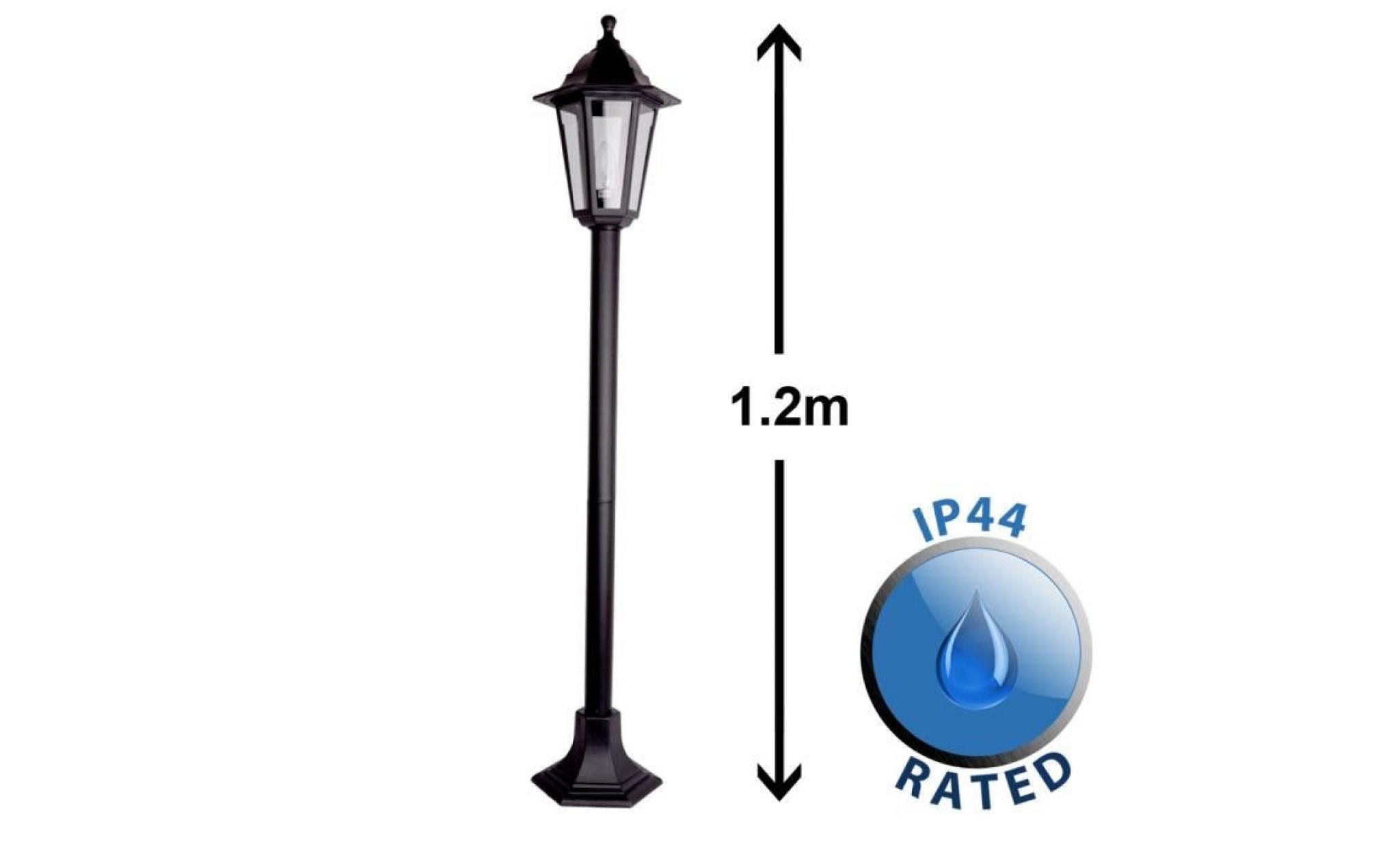 lampadaire borne traditionnel pour l'extérieure. ip44, 1,2 mètre en noir