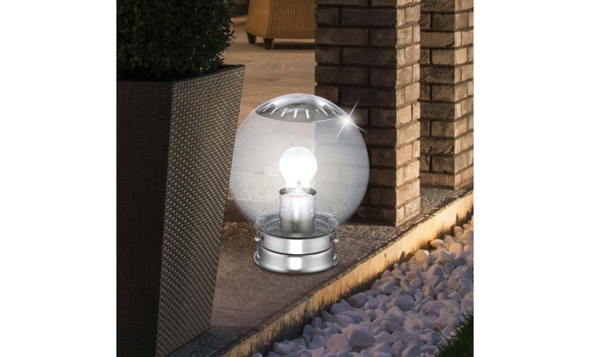 lampadaire del 6 watts luminaire éclairage décoration lampe led ip44 terrasse boule inox verre pas cher