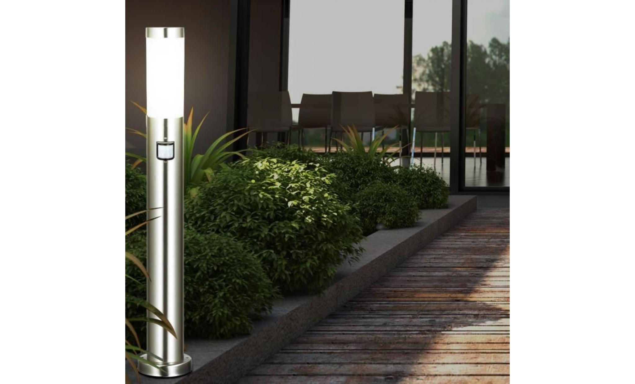 lampadaire del luminaire sur pied acier inoxydable senseur détecteur de mouvement jardin terrasse pas cher