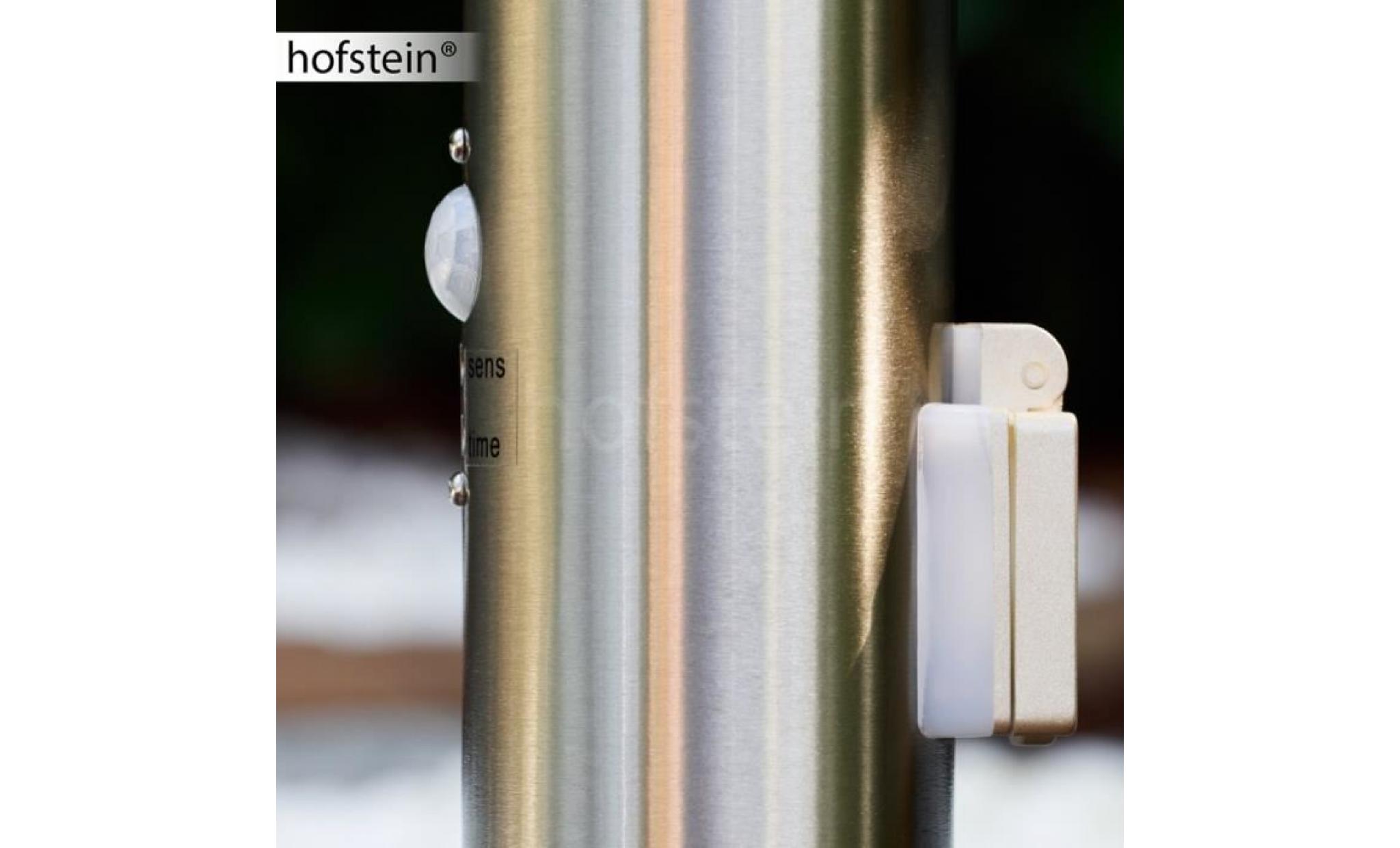 borne lumineuse hofstein caserta acier inoxydable avec détecteur de mouvement et prise électrique pas cher