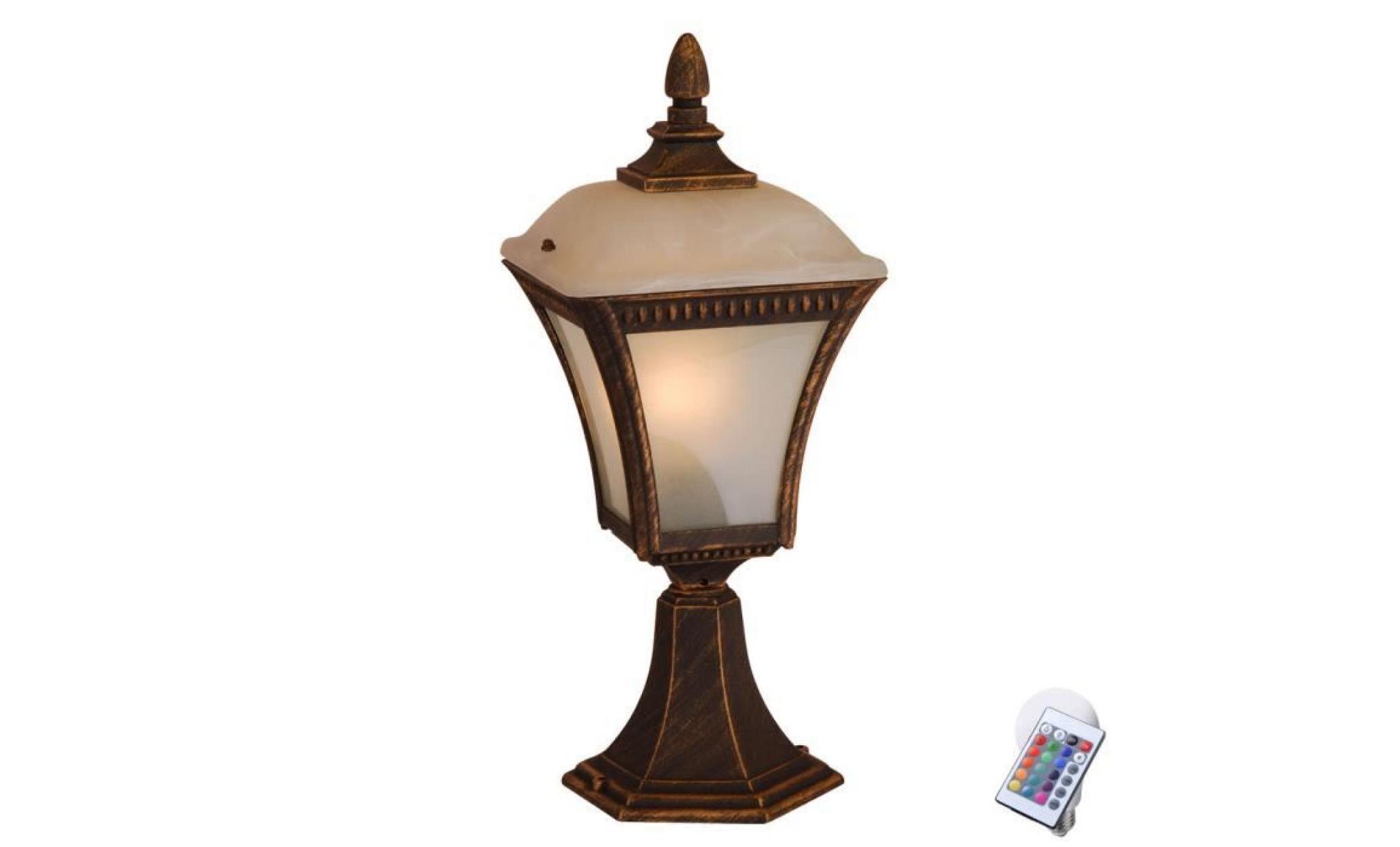 lampadaire lanterne stand extérieur or spot verre alu porche en série incl. lampes led rgb