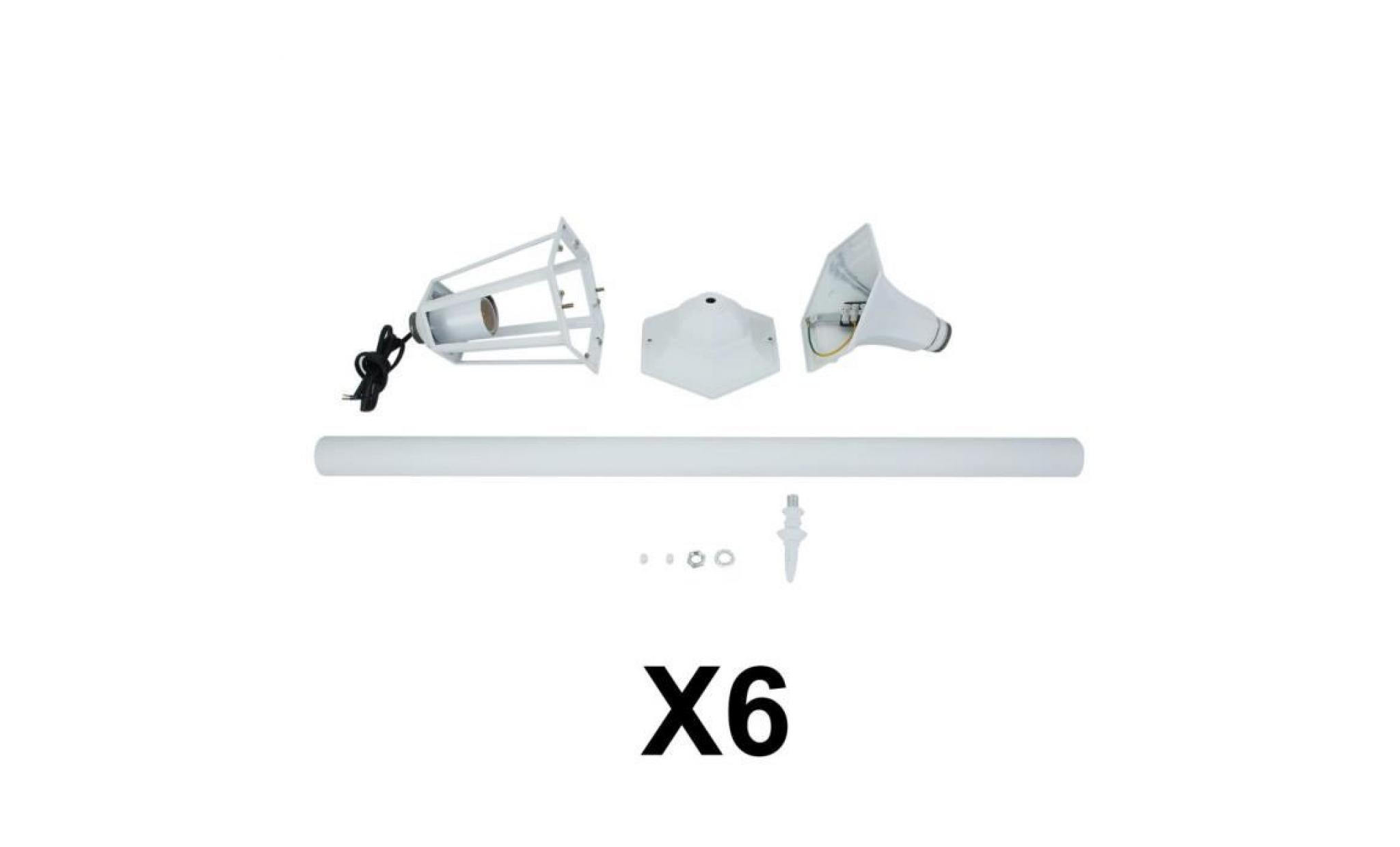 lampadaire pour jardin blanc hateur 110cm en aluminium et verre  e27 ampoule non inclus pas cher