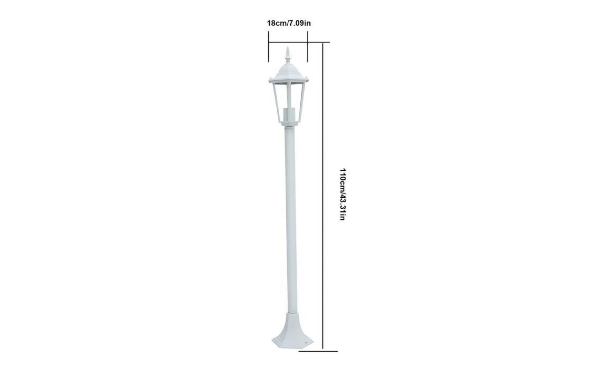 lampadaire pour jardin blanc hateur 110cm en aluminium et verre  e27 ampoule non inclus pas cher