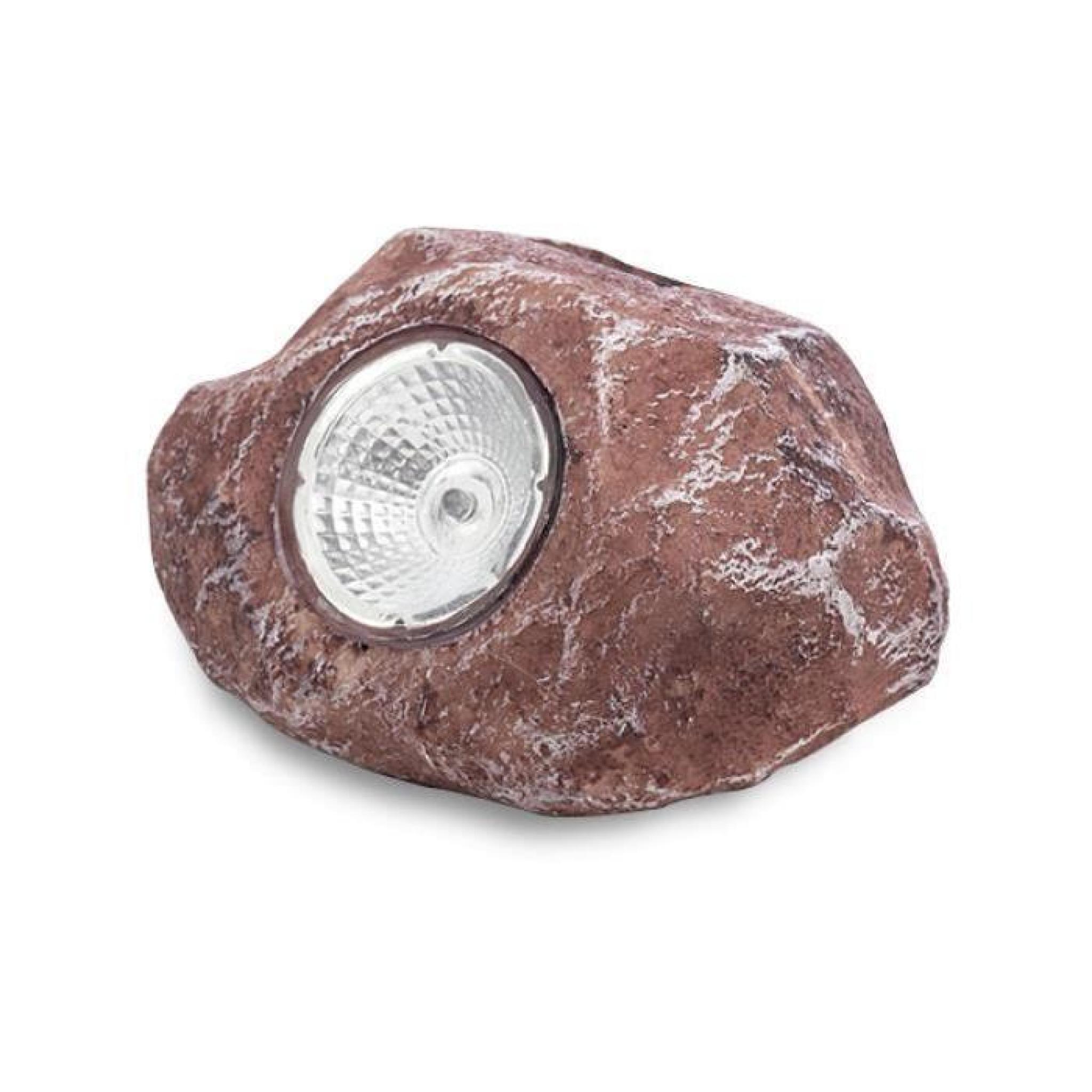 Lampe à énergie solaire en forme de pierre gris * Dimensions : 14 x 8,5 x 11,5 cm * Matière : polyrésine * Batterie rechargeable ... pas cher