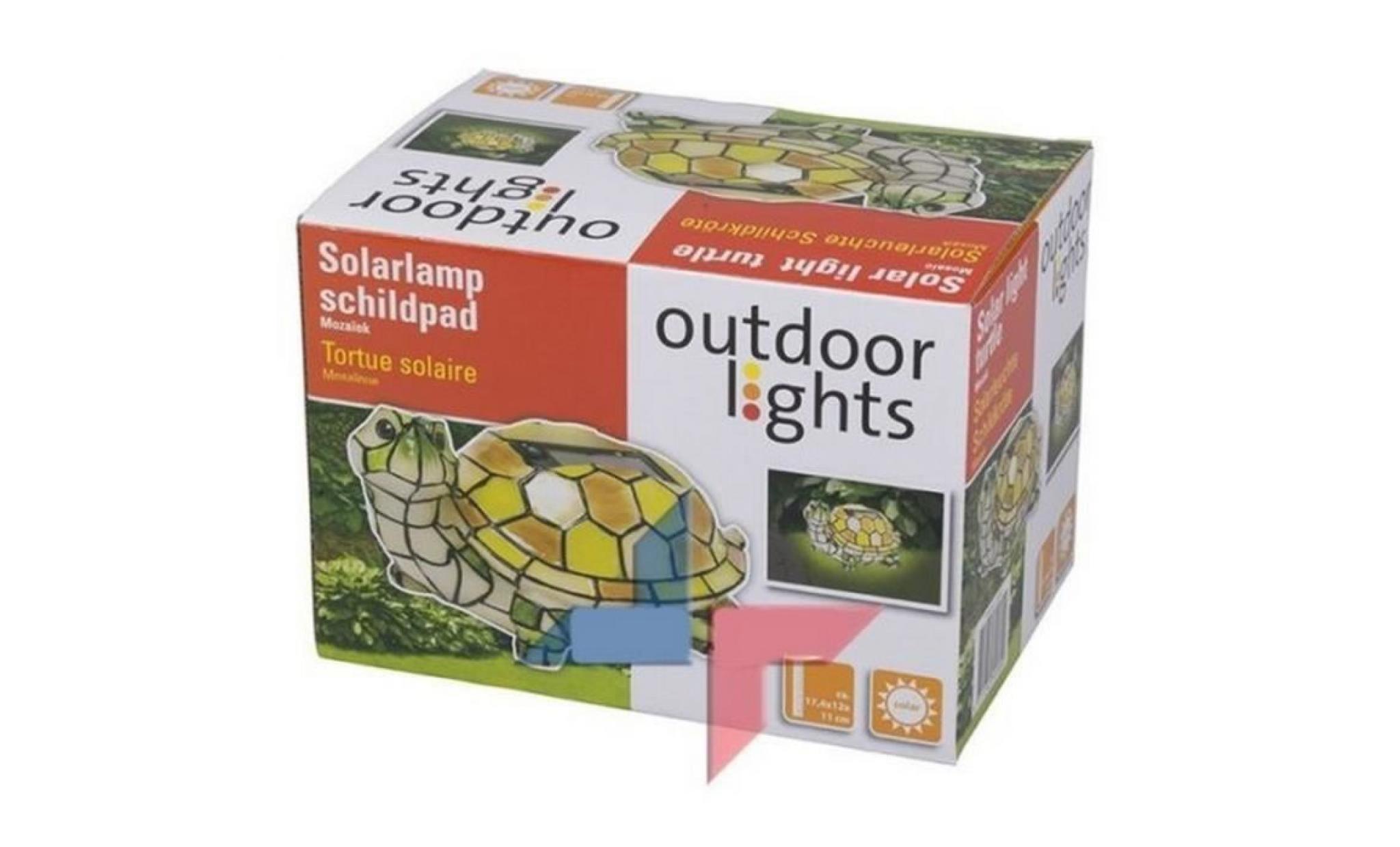 lampe balise tortue solaire de jardin mosaique style tiffany rechargeable