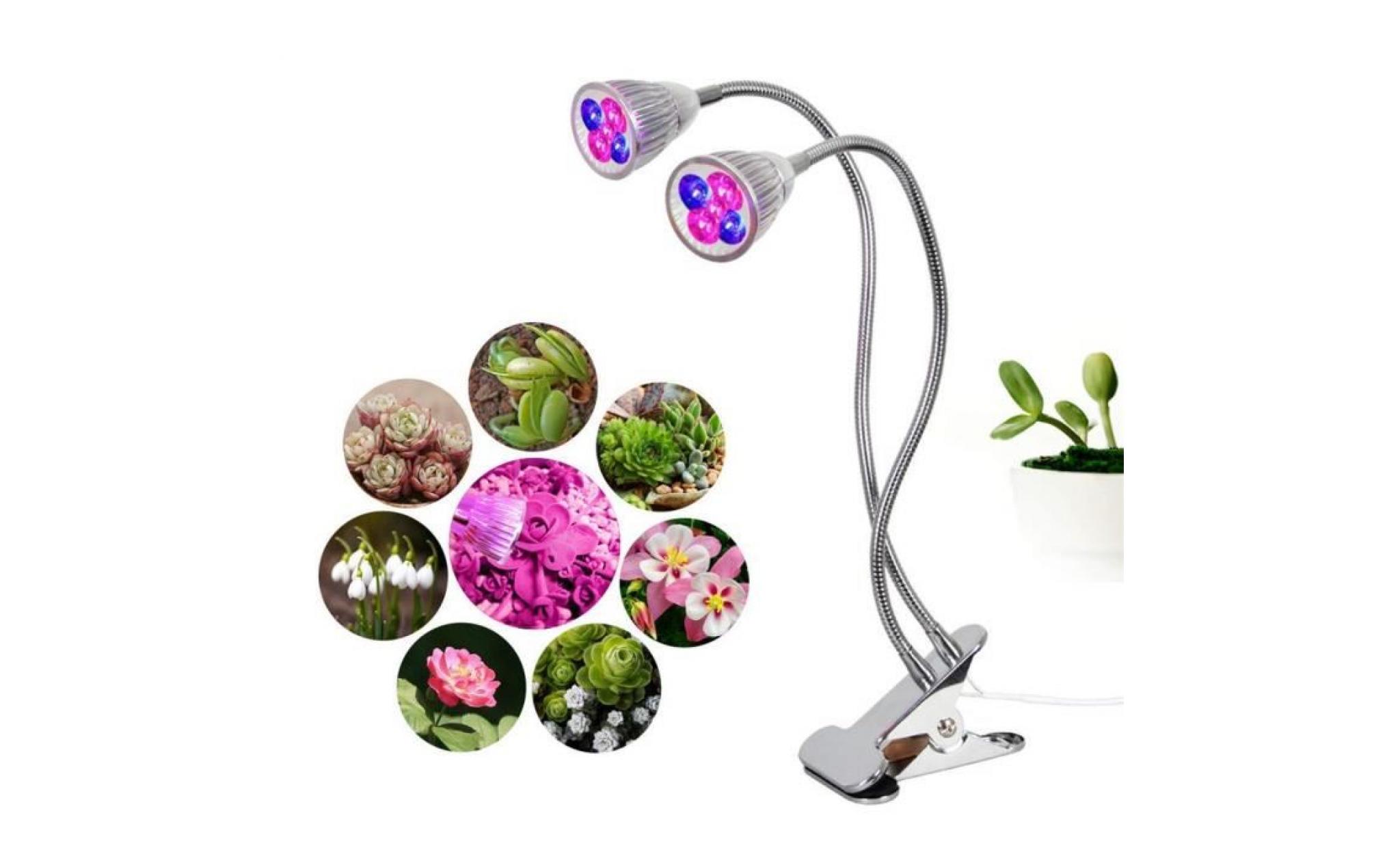 lampe de croissance plante double tête en plein spectre avec 360 degrés réglable flexible col de cygne   uk plug