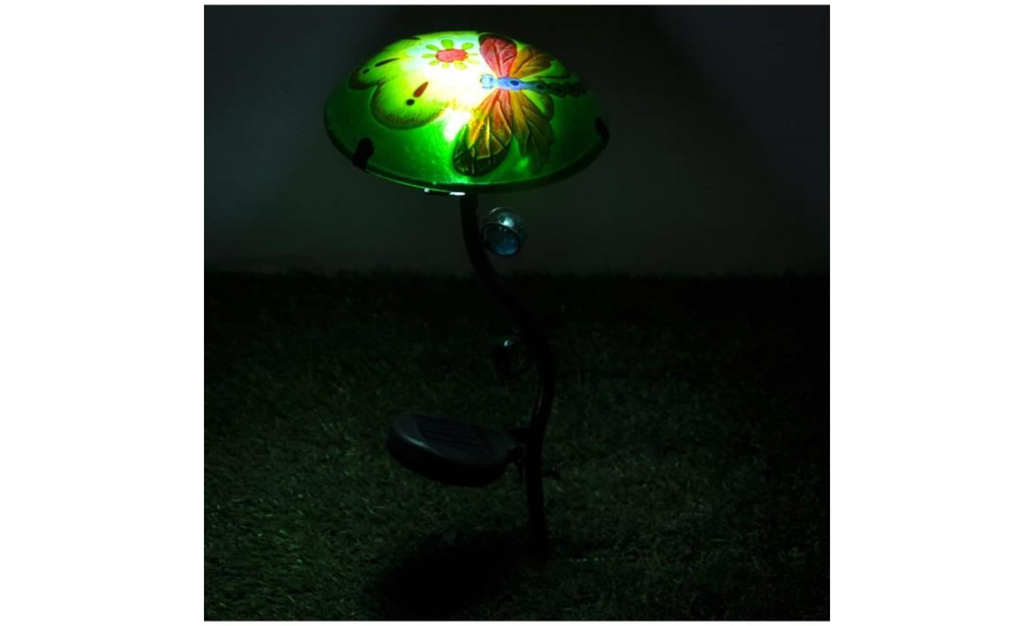 lampe de jardin lanterne solaire en verre borne éclairage bordure chemin ou allée vert peaktop pol 0007b pas cher