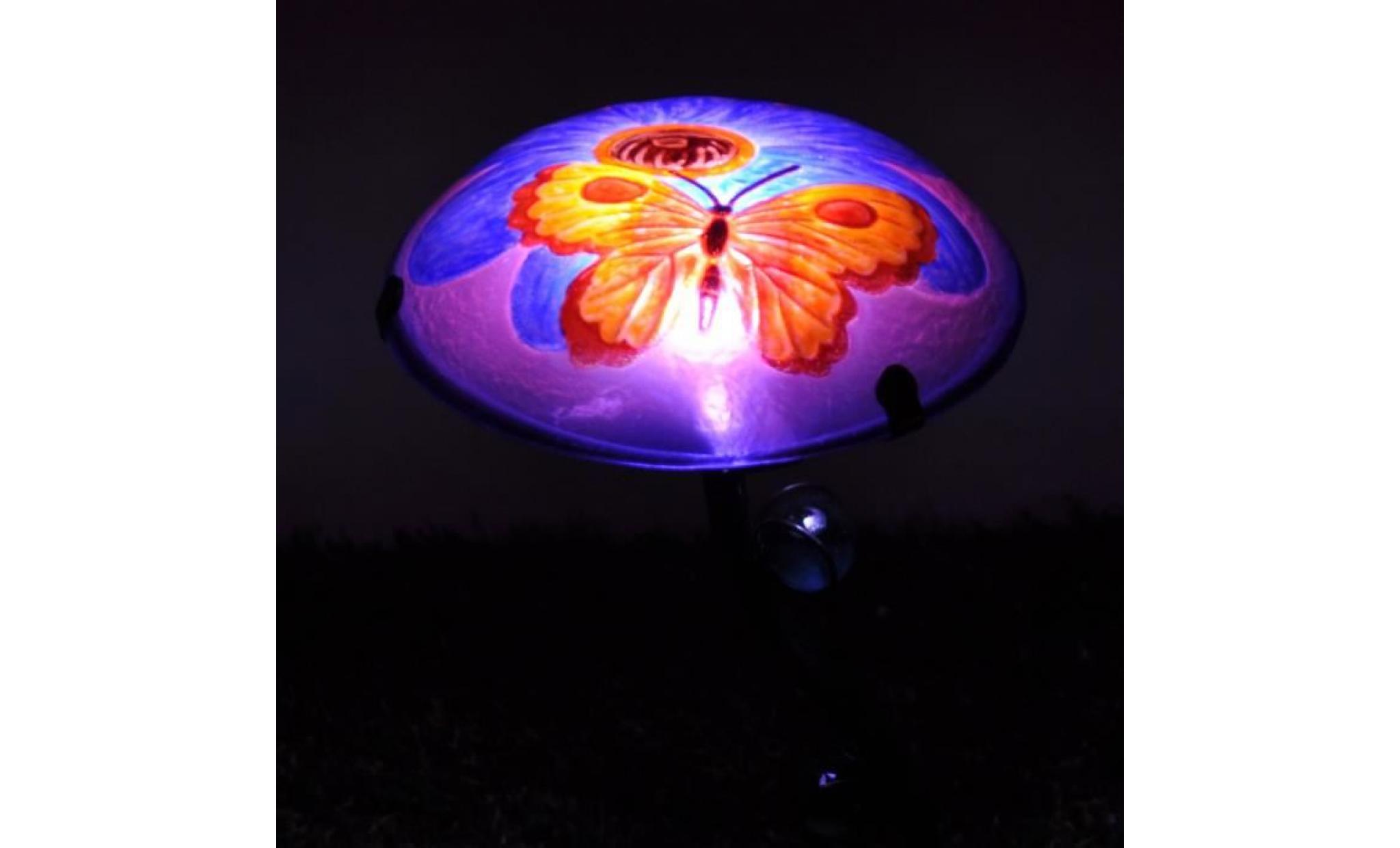 lampe de jardin lanterne solaire en verre borne éclairage bordure chemin ou allée violet peaktop pol 0007a pas cher