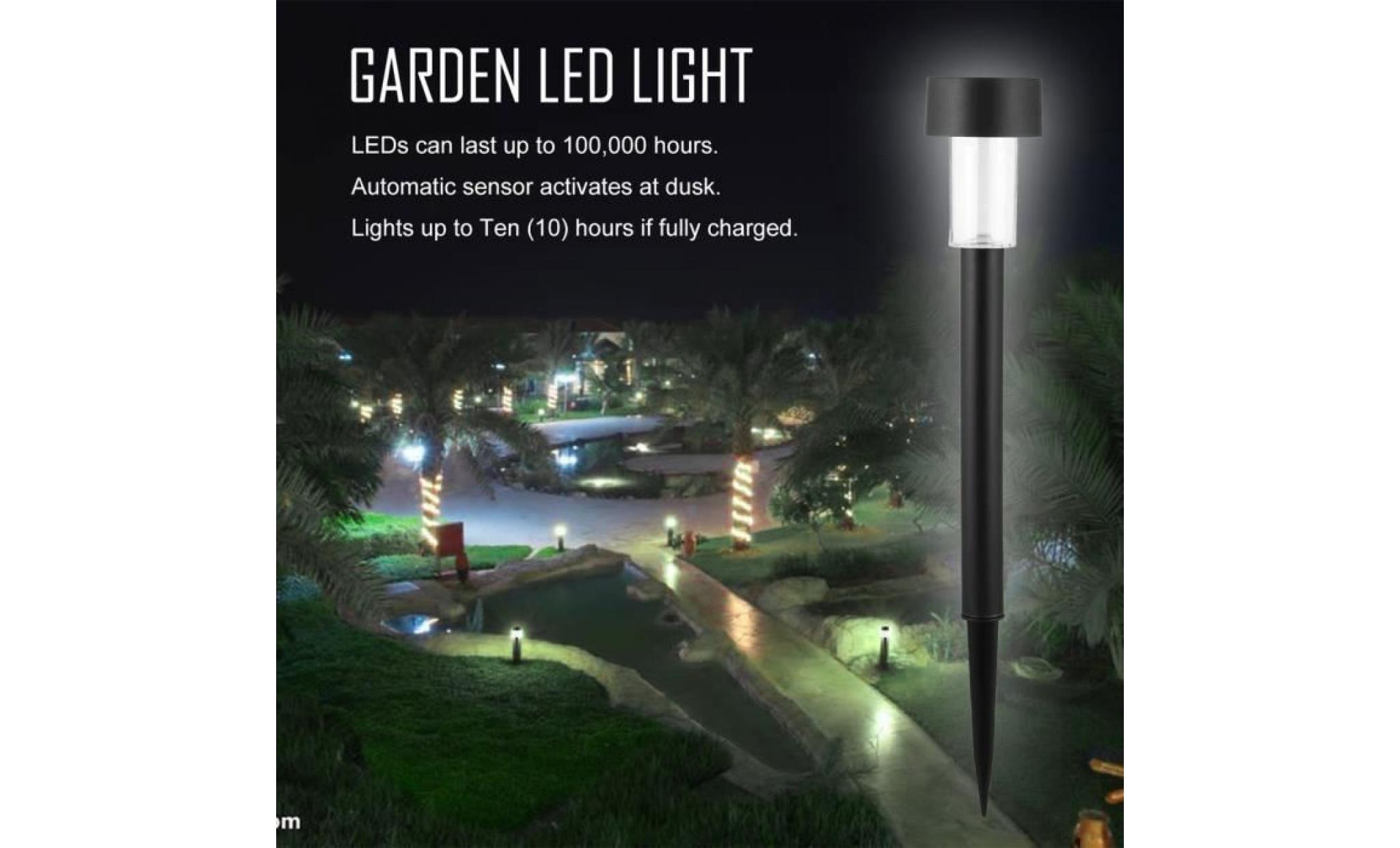 lampe de jardin led solaire 30cm hauteur pour pelouse chemin extérieure noir
