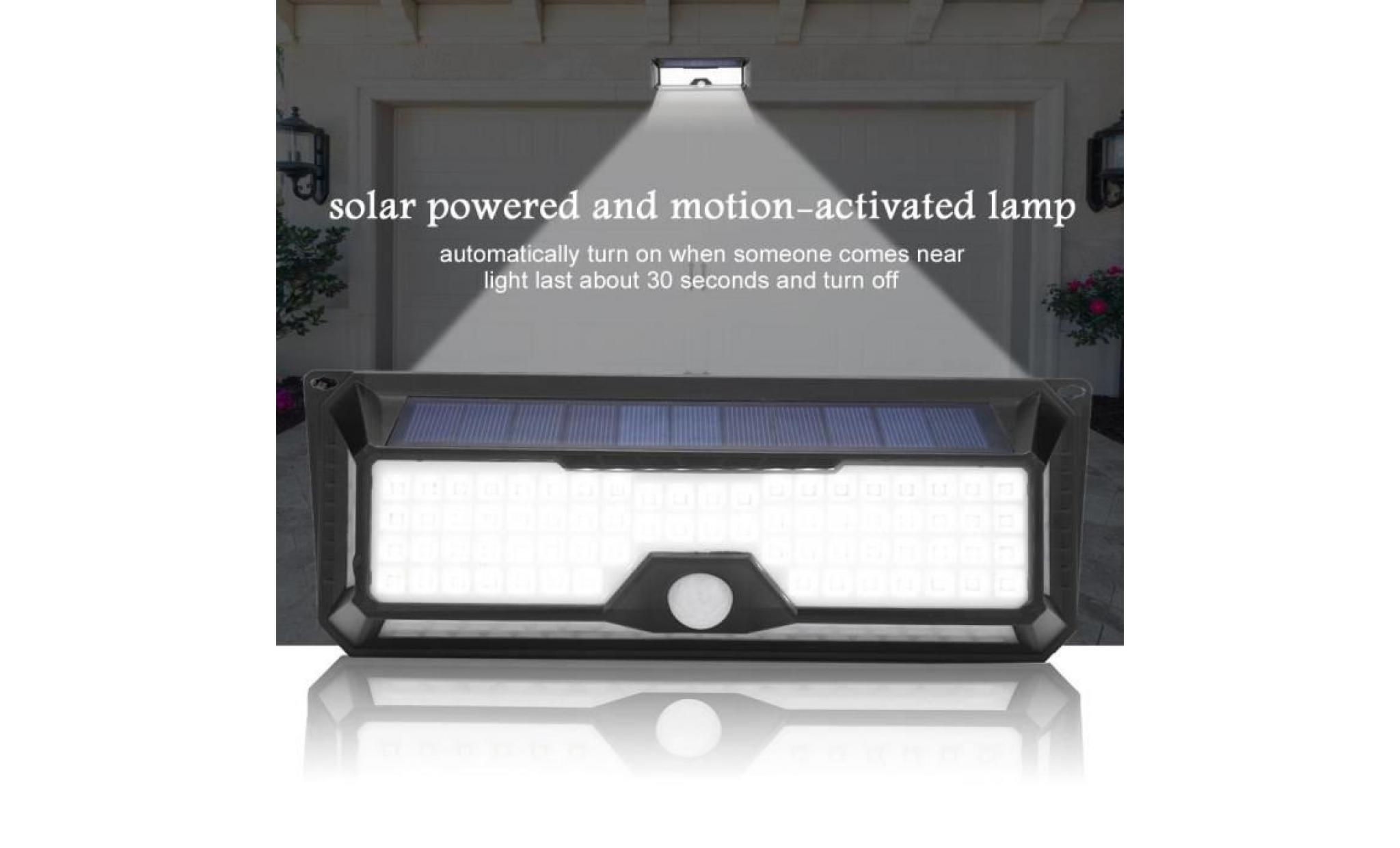 lampe eclairage solaire extérieur étanche automatique led (136pcs led) pour jardin, garage pas cher