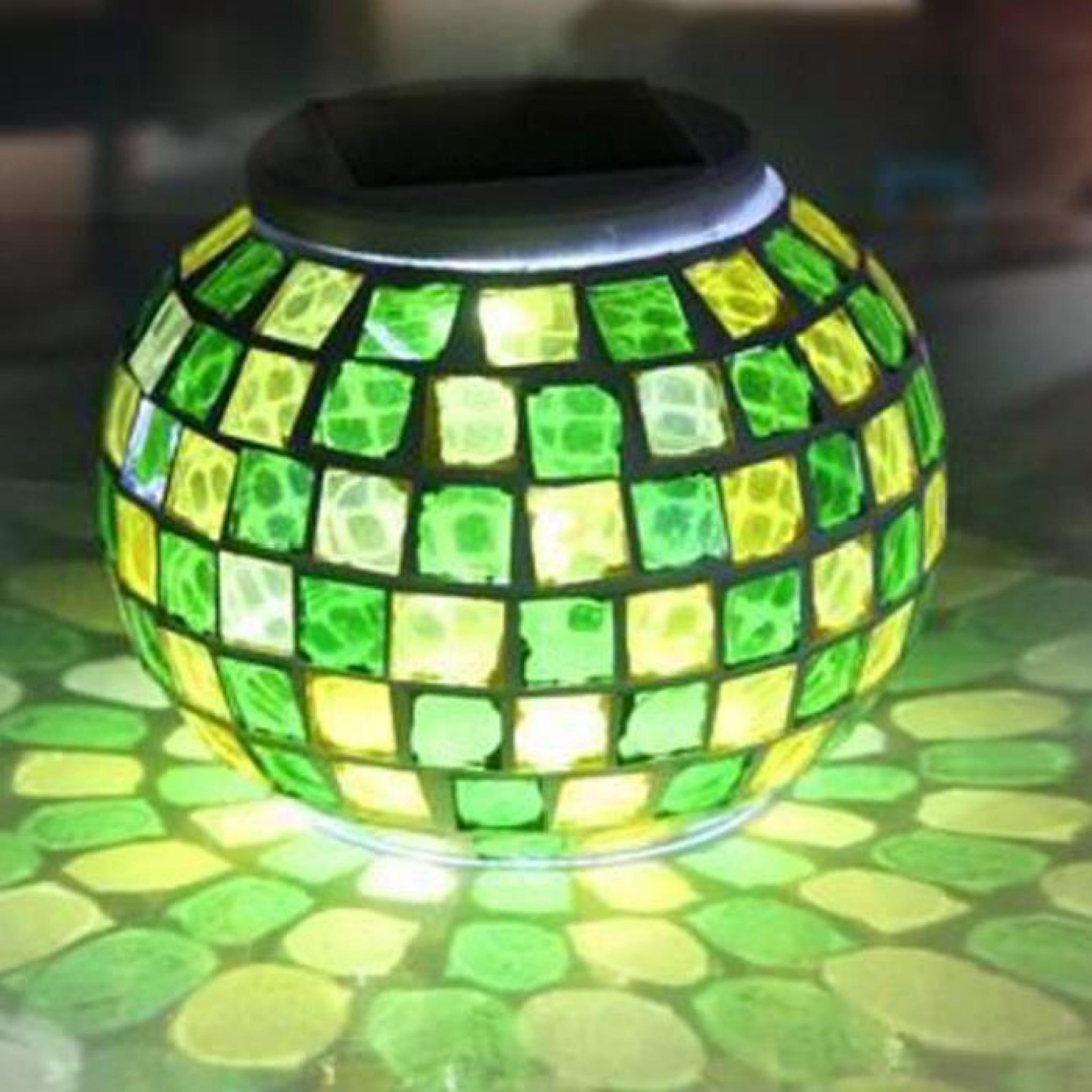 Lampe Led de Jardin Solaire Mosaïque Bougeoir de Verre RGB Modes - 20000 vie (h)