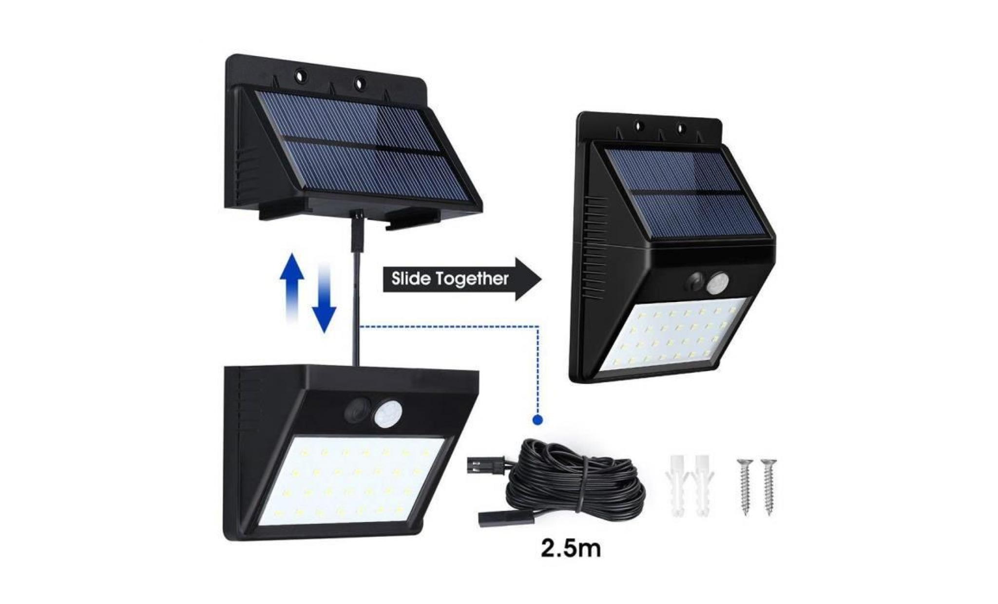 séparable lampe solaire 28 led solaire capteur de lumière extérieur détecteur de mouvement lumineux résistance à l'eau (2 en pack) pas cher