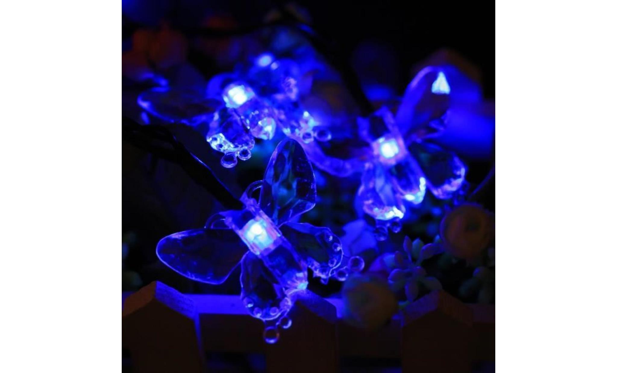 lampe solaire 40pcs led guirlande imperméable bleu pour jardin maison décoration fête noël anniversaire