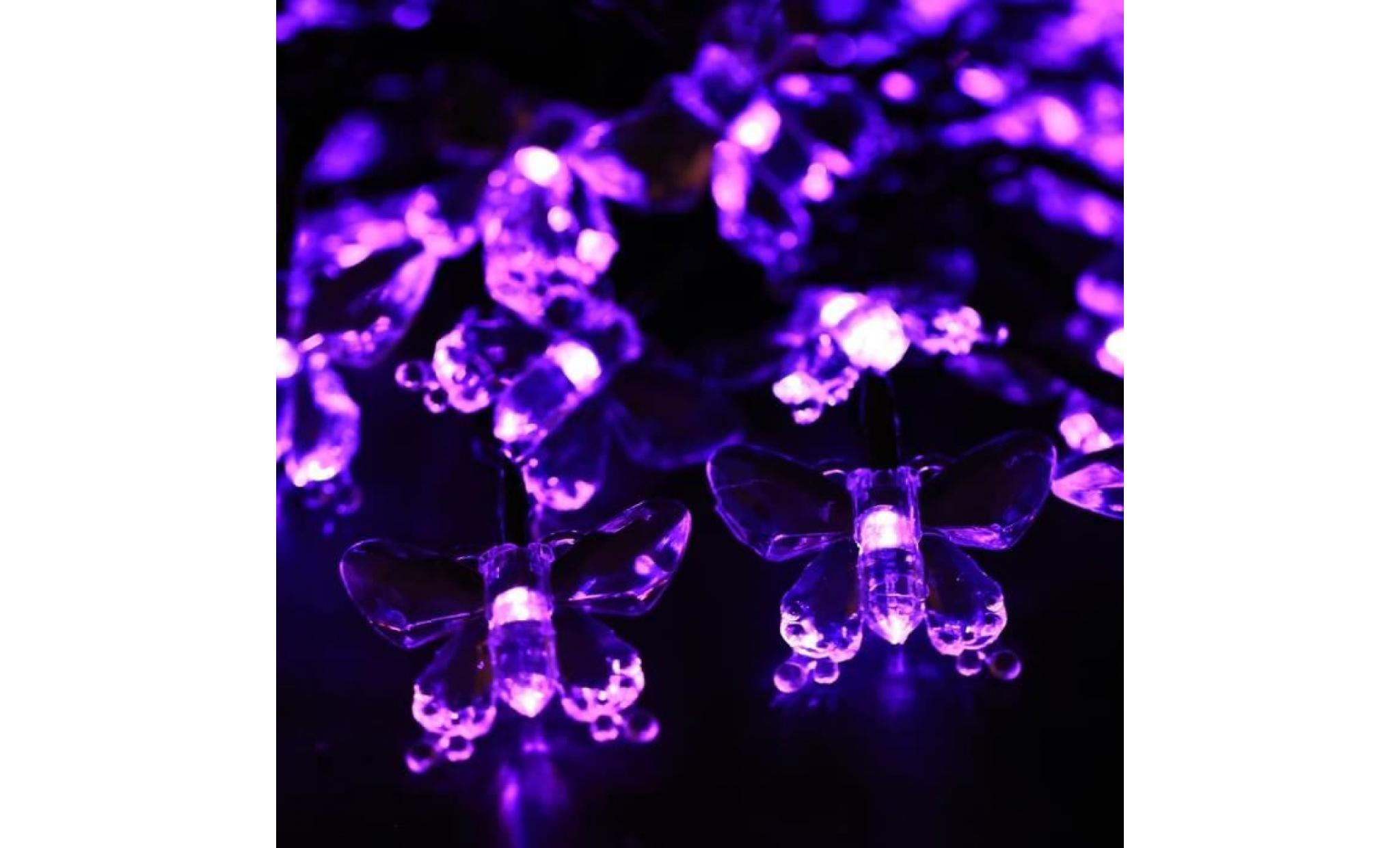 lampe solaire 40pcs led guirlande imperméable violet pour jardin maison décoration fête noël anniversaire