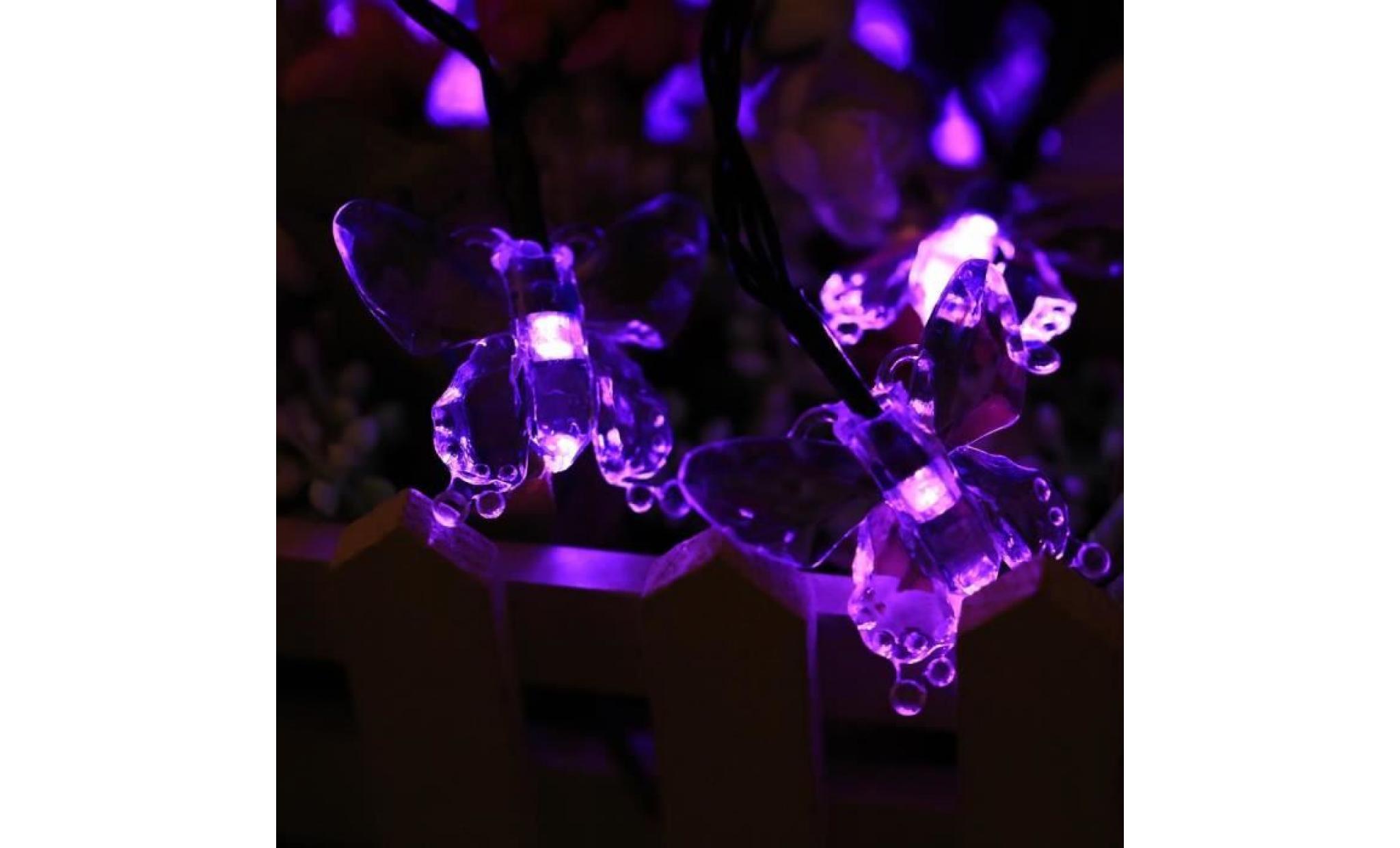 lampe solaire 40pcs led guirlande imperméable violet pour jardin maison décoration fête noël anniversaire pas cher