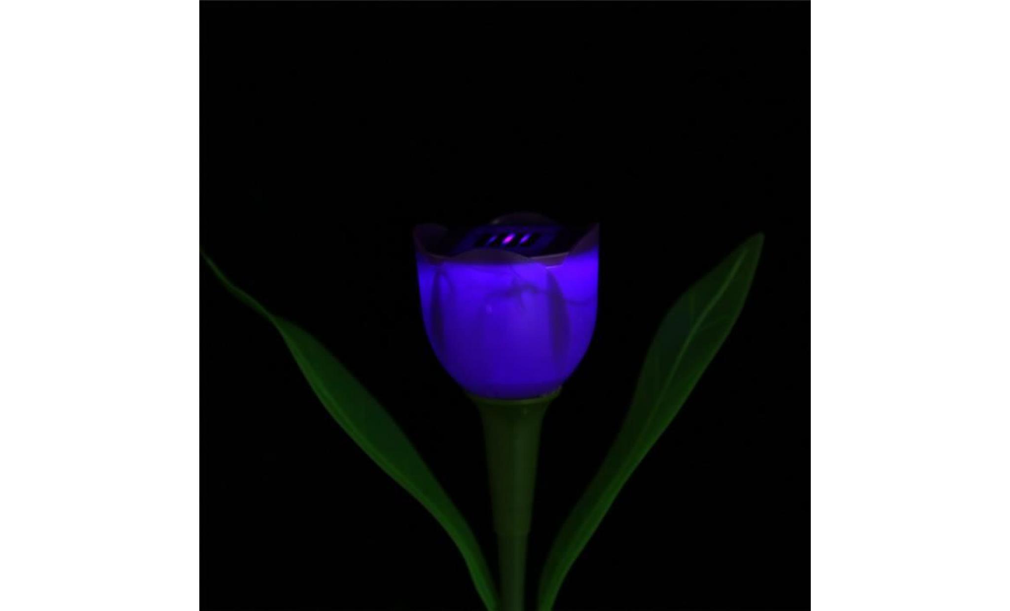 lampe solaire en forme de tulipe fleur plastique lampe led extérieur décoration pour jardin couleur aléatoire pas cher