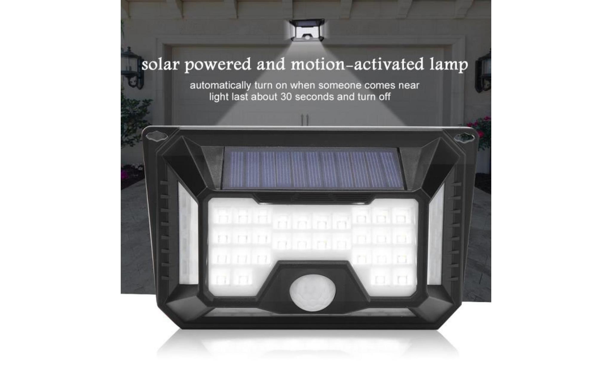 lampe solaire étanche automatique led (66pcs led) eclairage solaire extérieur pour jardin, garage pas cher