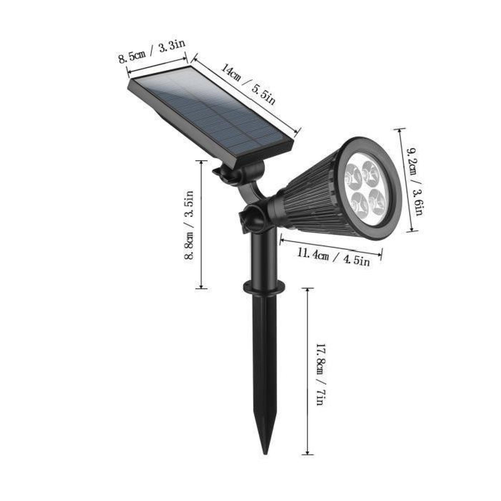 Lampe Spot Solaire 4 LED RGB pour Décoration Jardin Eclairage Extérieur IP65 pas cher