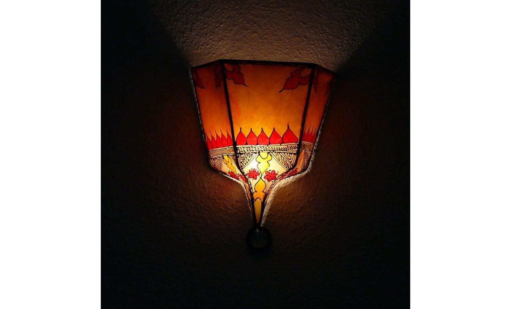 lampes de henné marocain lampe de mur l'ombre en cuir, orange