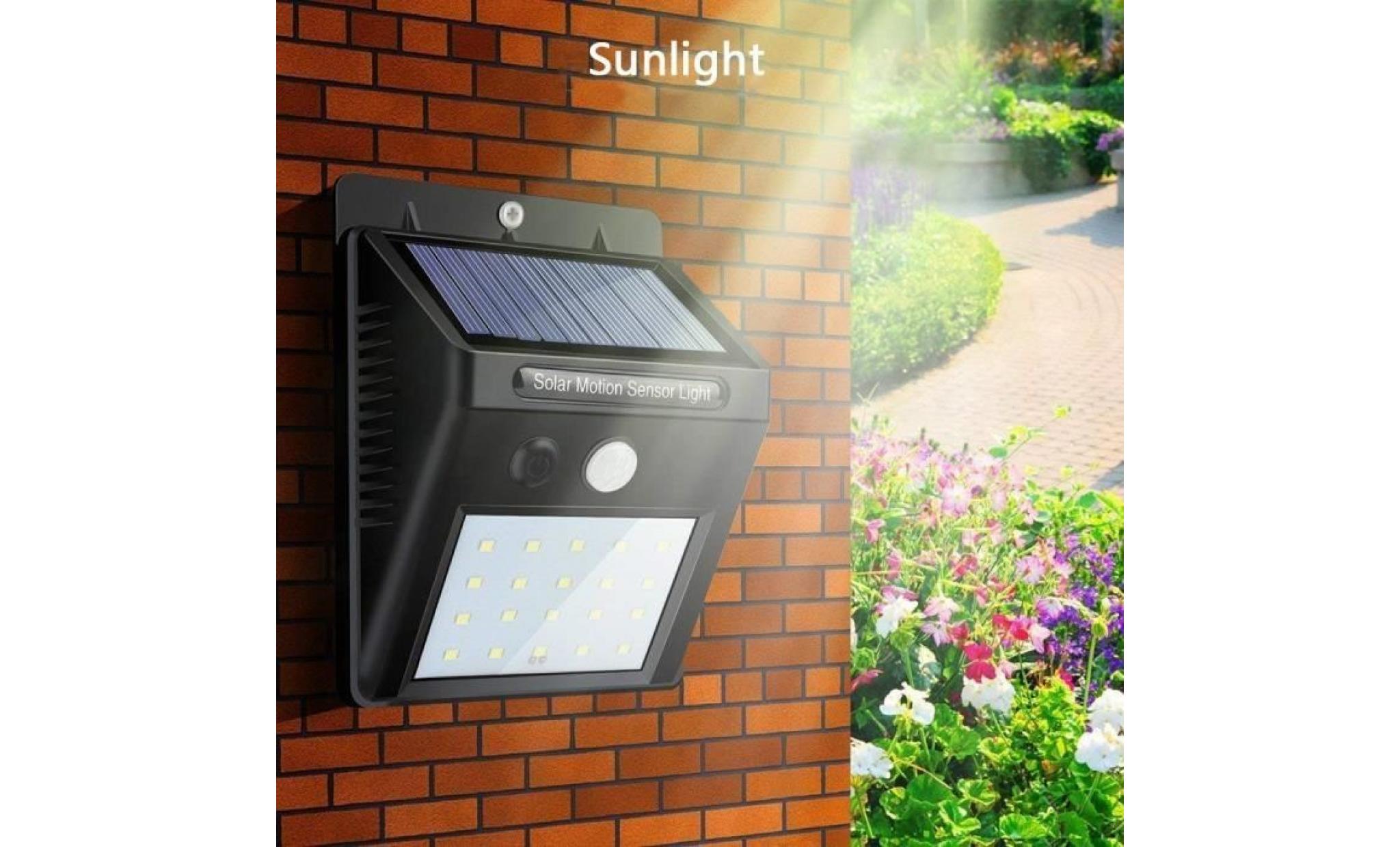 lampes solaires, lampe murale à détecteur de mouvement à 20 leds, auto marche/arrêt, lumière solaire étanche pour jardin  2pcs pas cher